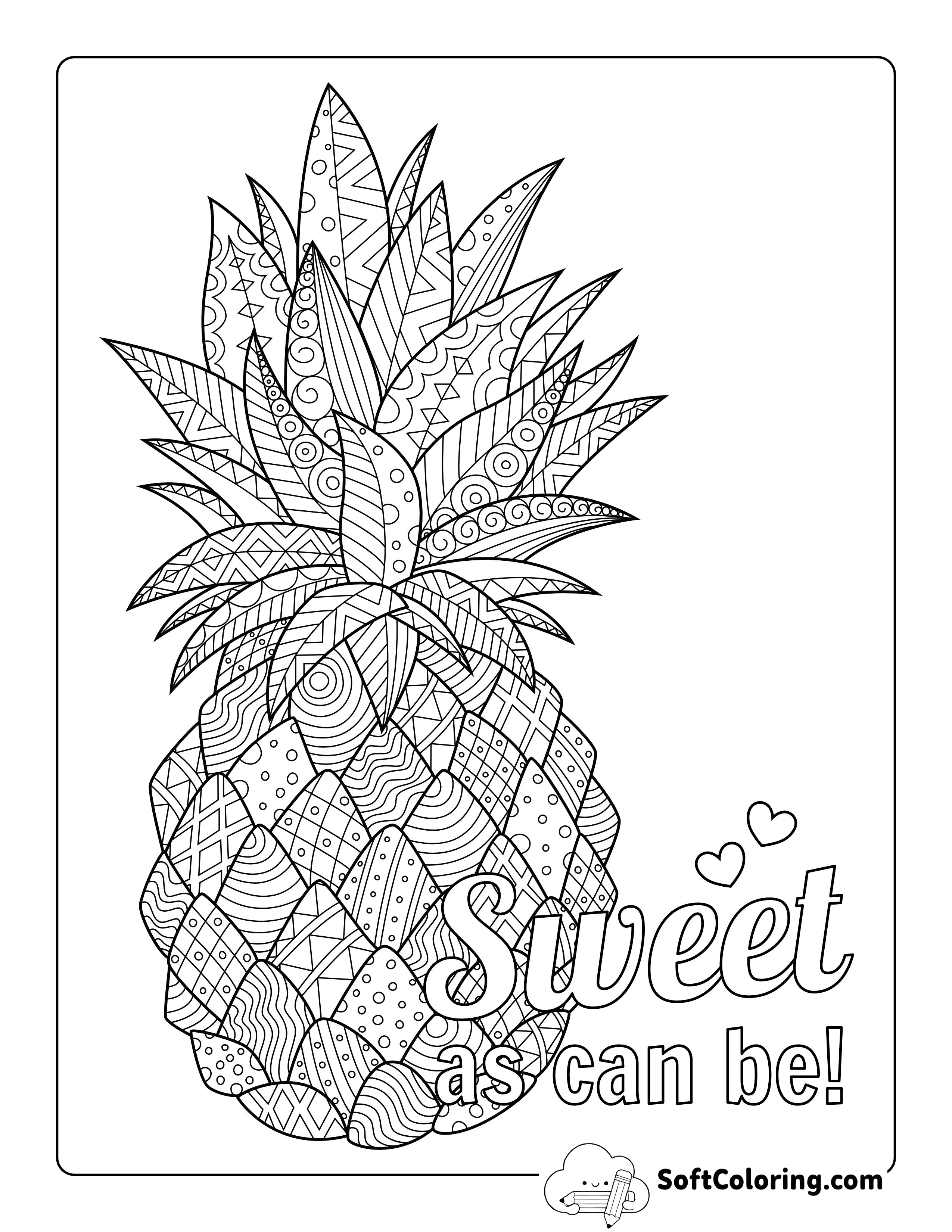 Pineapple Coloring Page for Adults
