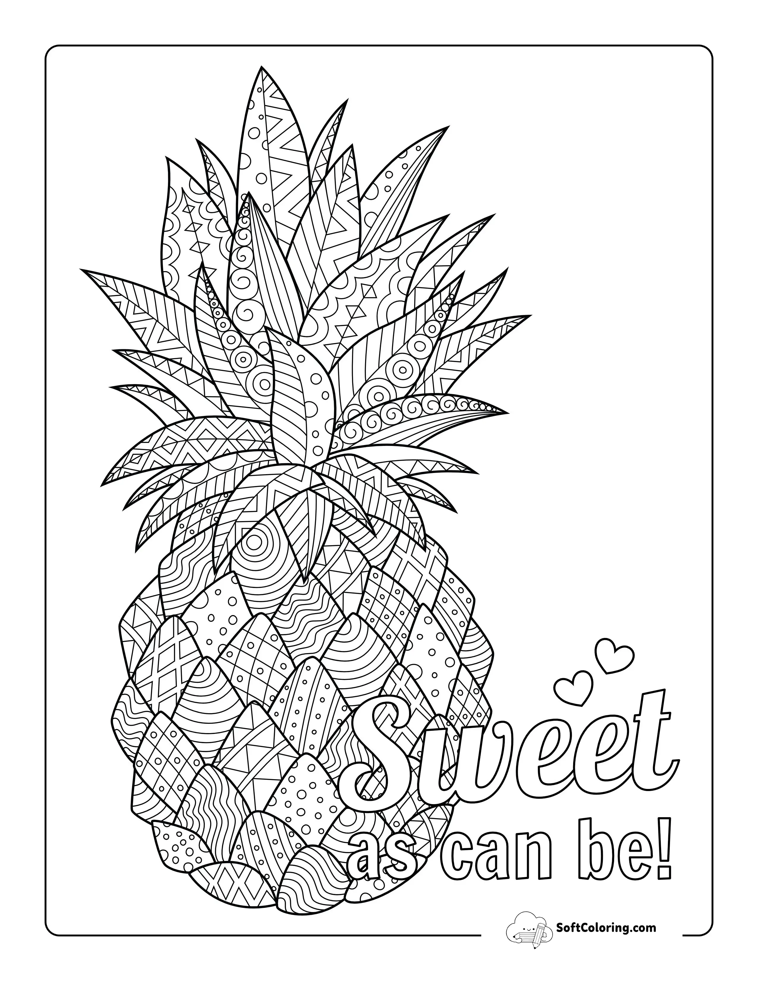 Pineapple Coloring Page For Adults