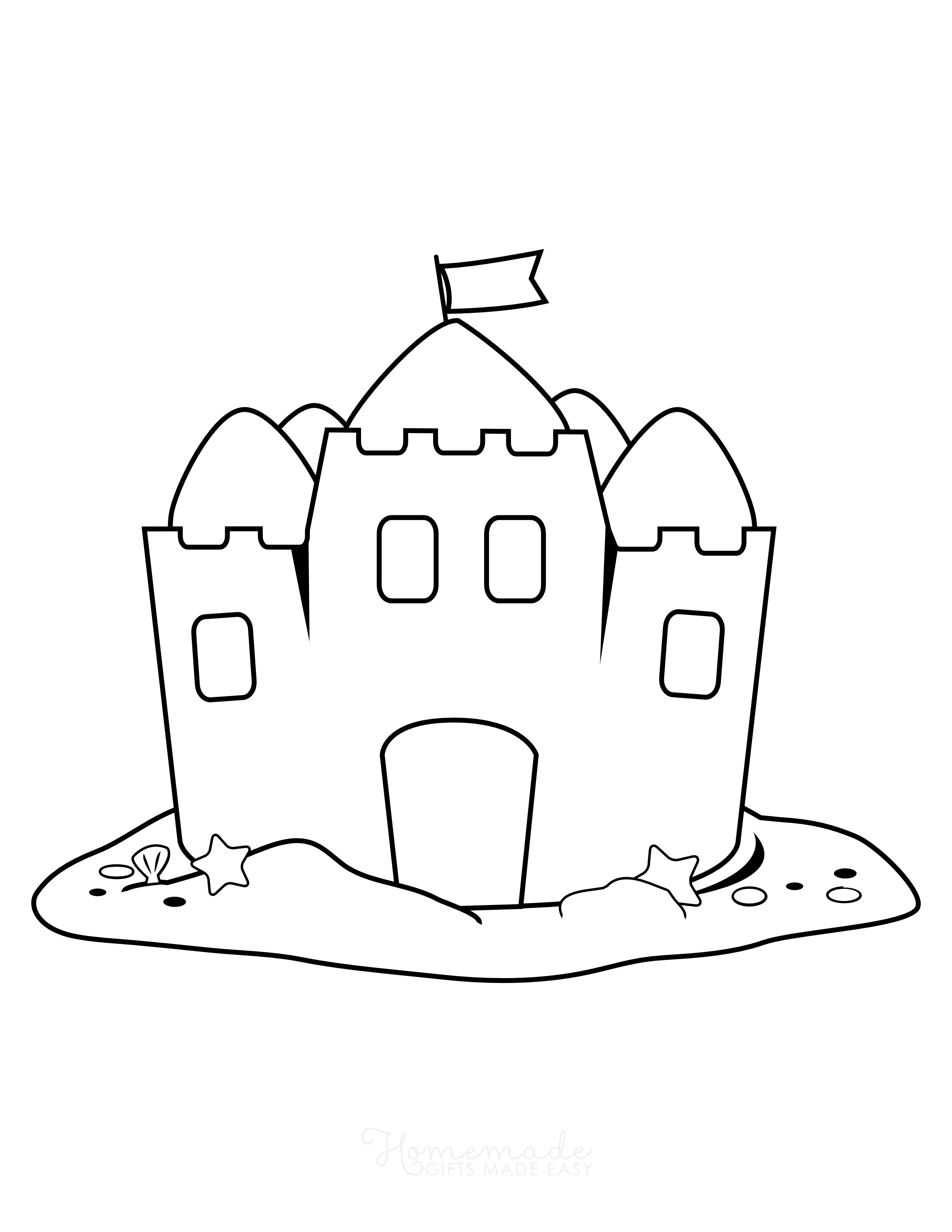 Sandcastle Coloring Sheet for Toddlers