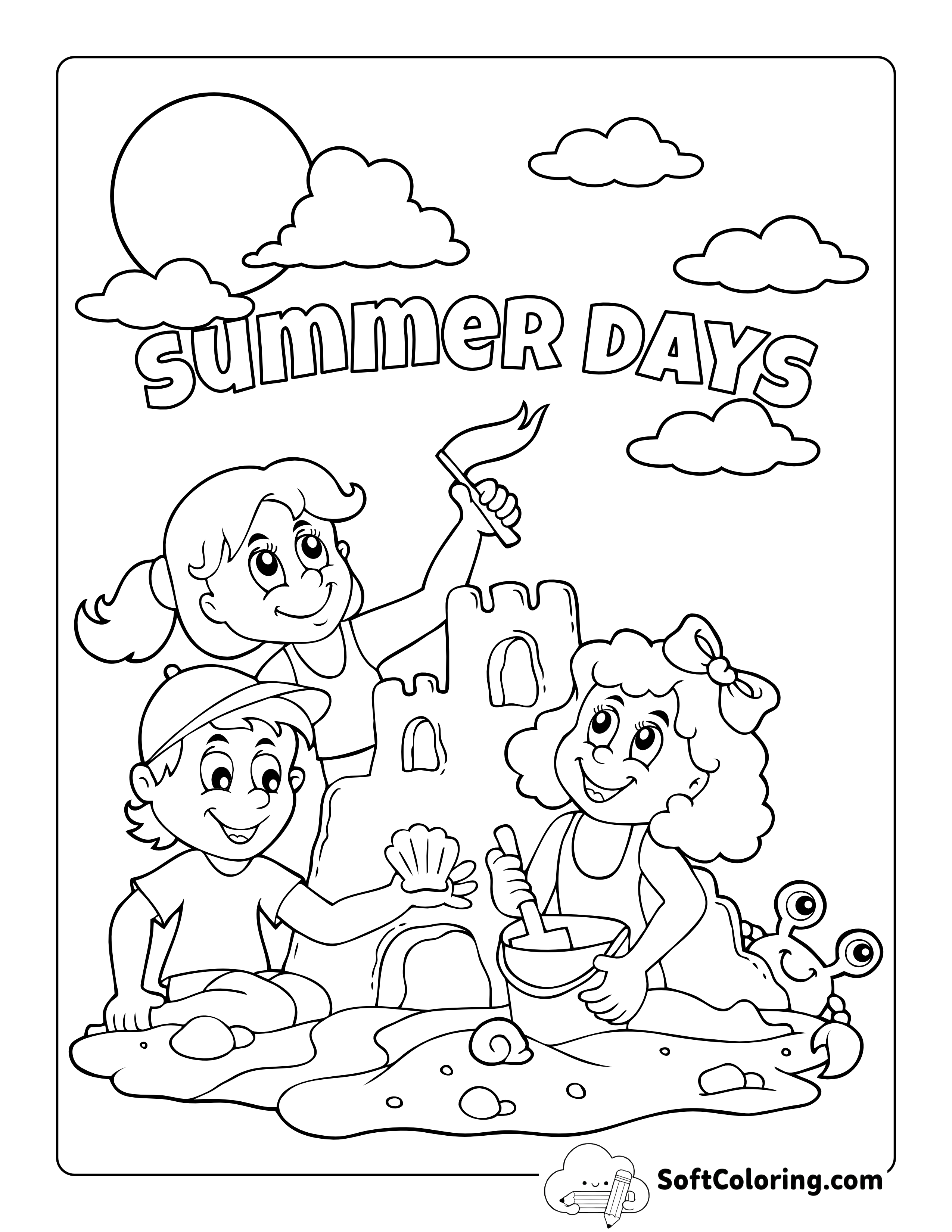 Children Decorating Sandcastle Picture