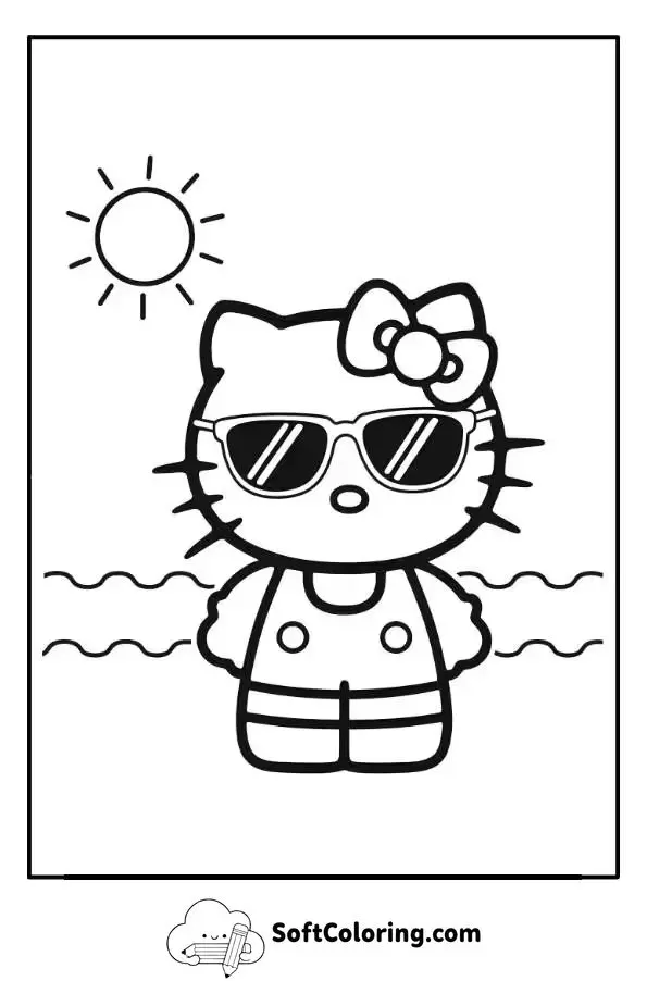 Hello Kitty Summer Coloring Page