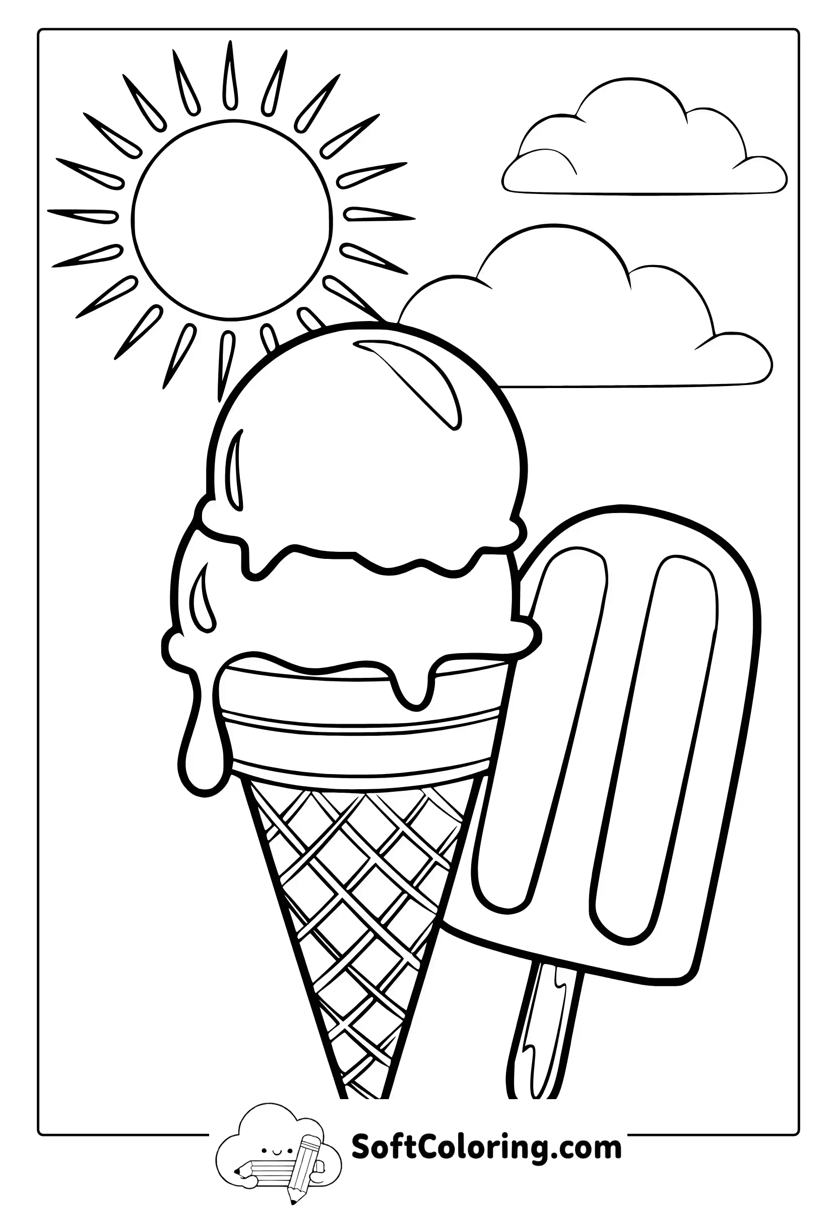 summer ice cream coloring page