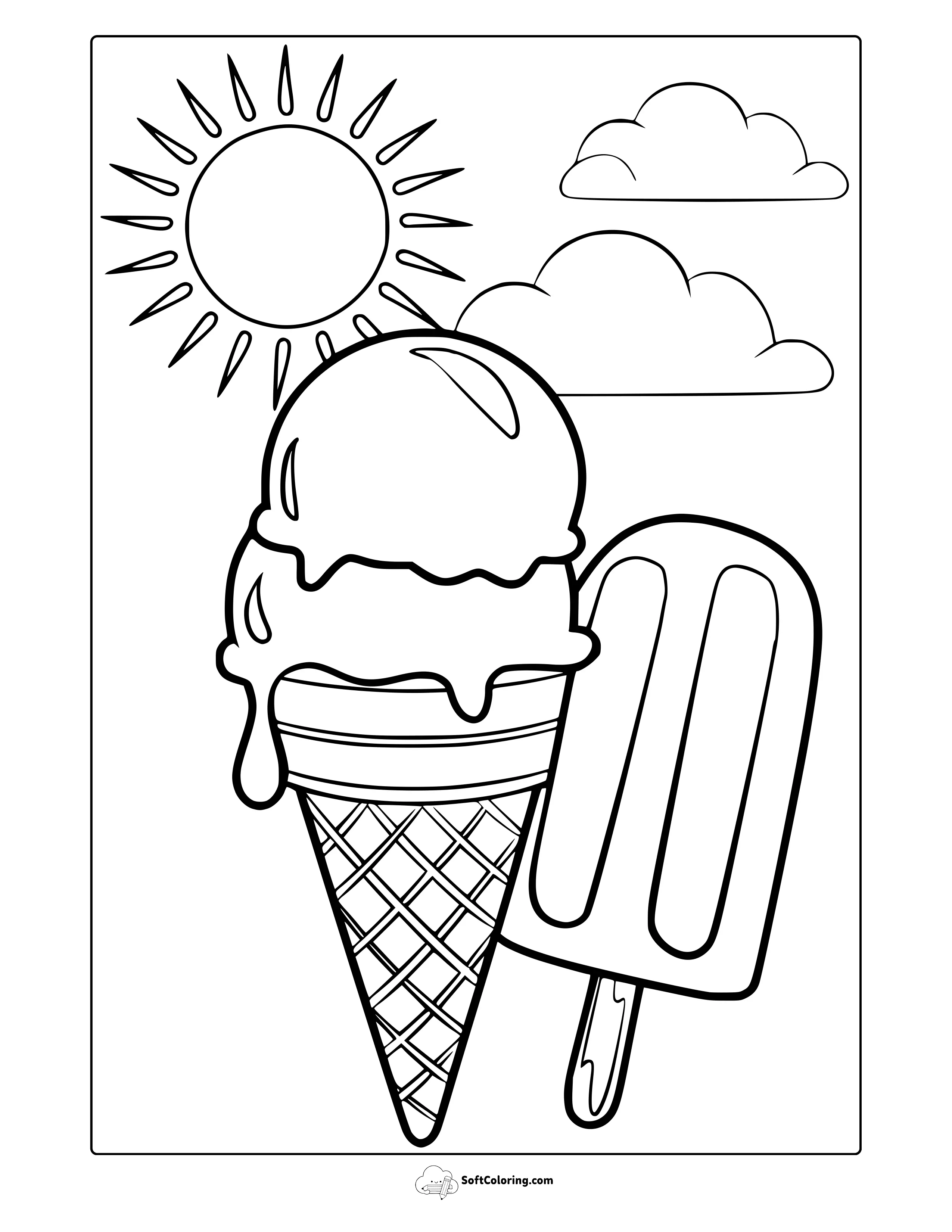 Summer Ice Cream Coloring Page