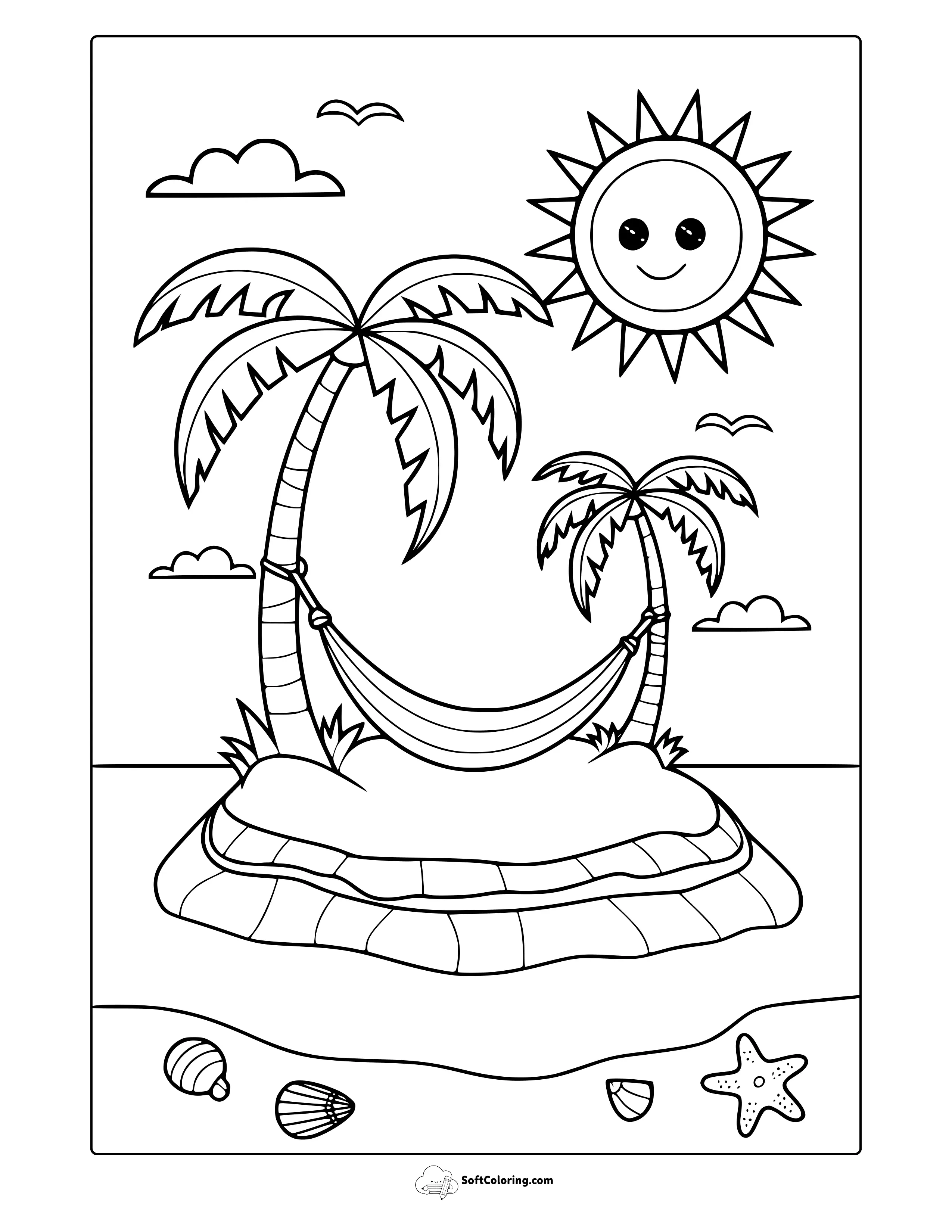 Summer Scene Coloring Page