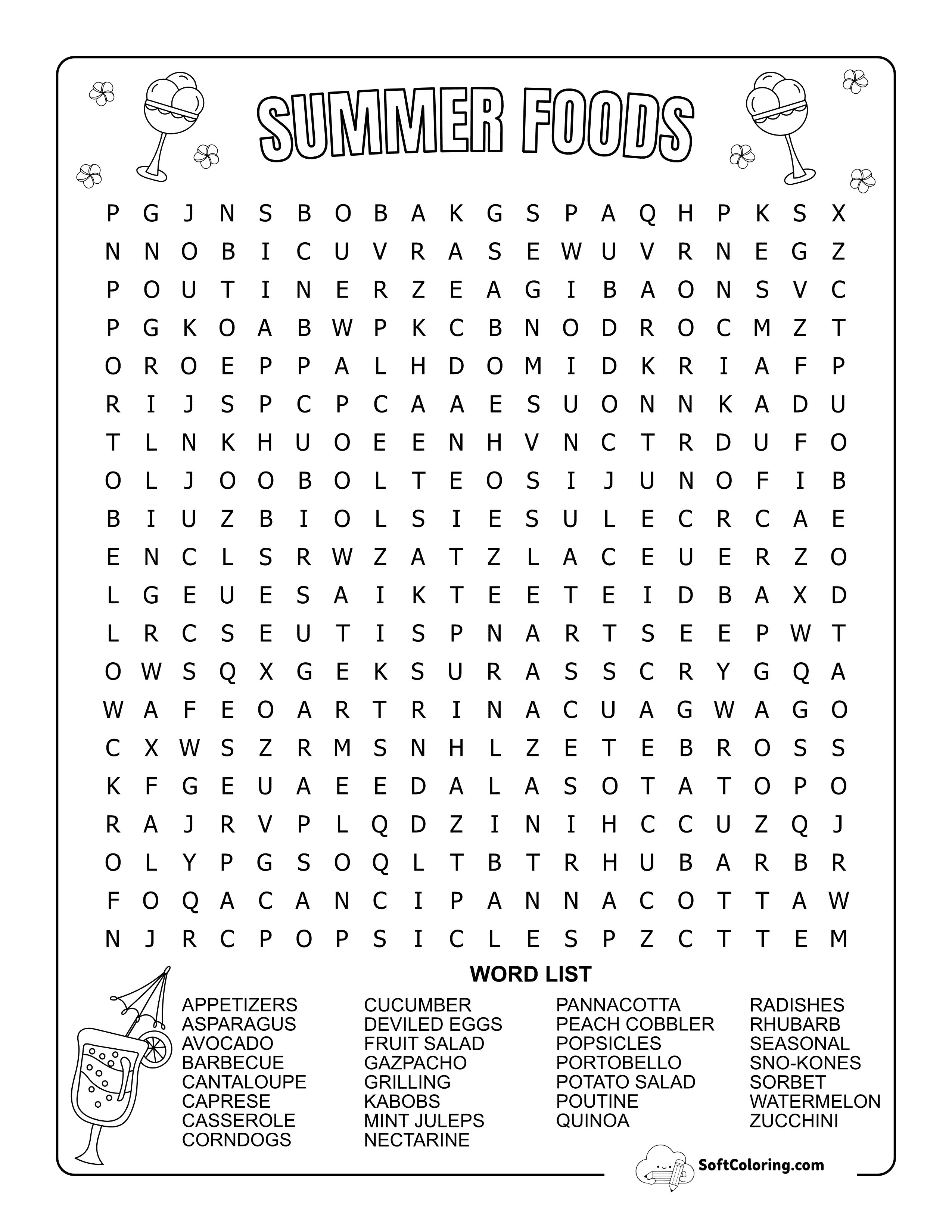 *New* Summer Foods Word Search
