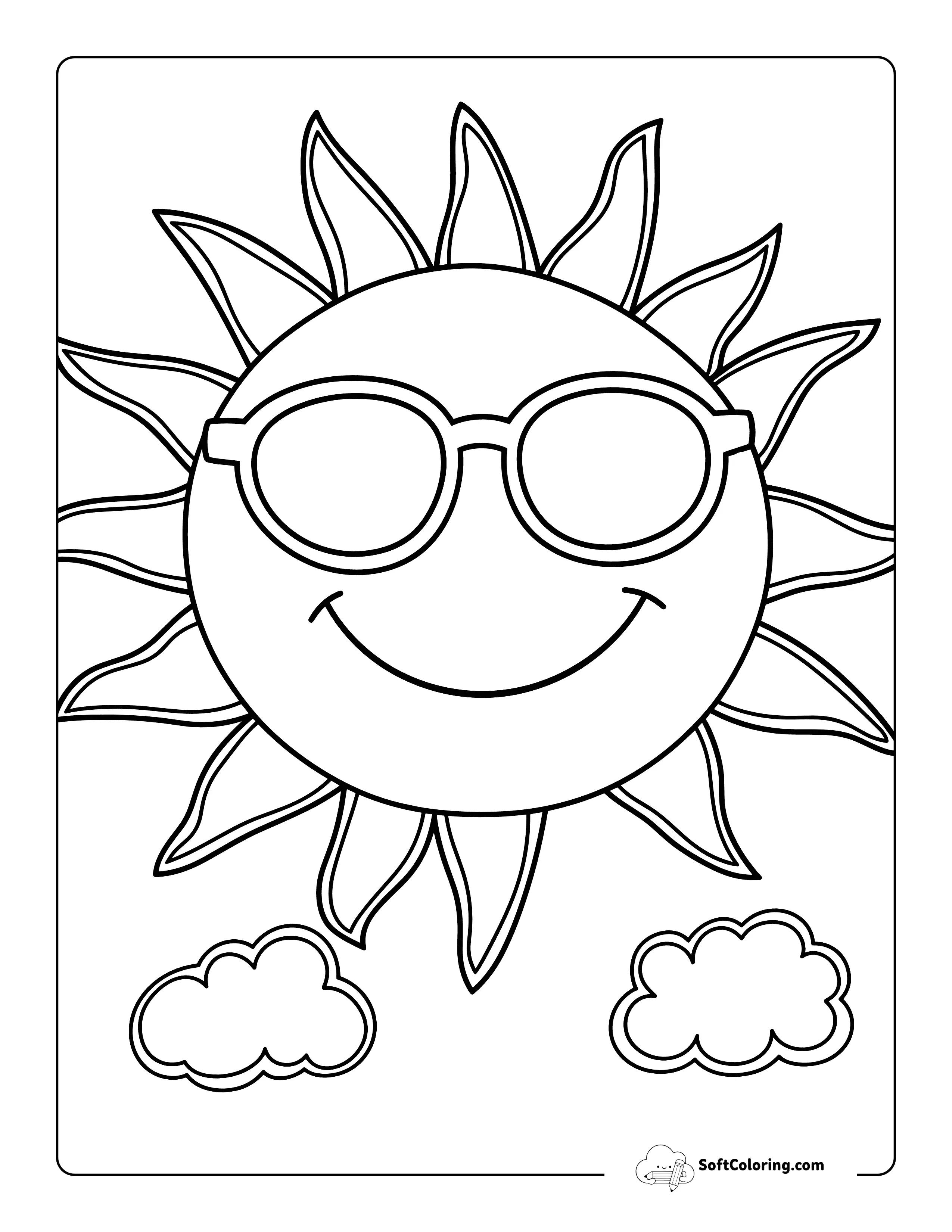 Easy Cool Sun Coloring Sheet For Kids