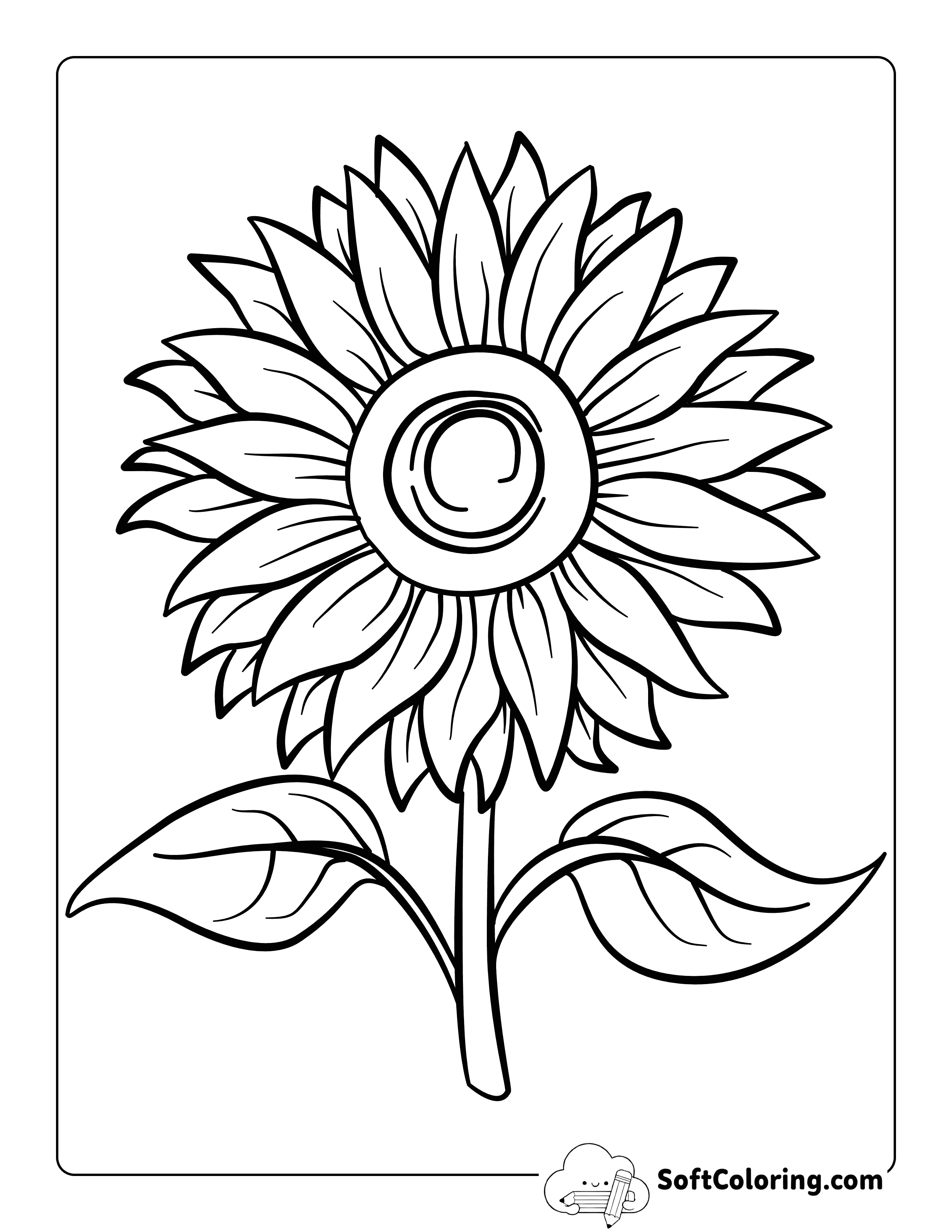 Easy Sunflower Coloring Page Printable