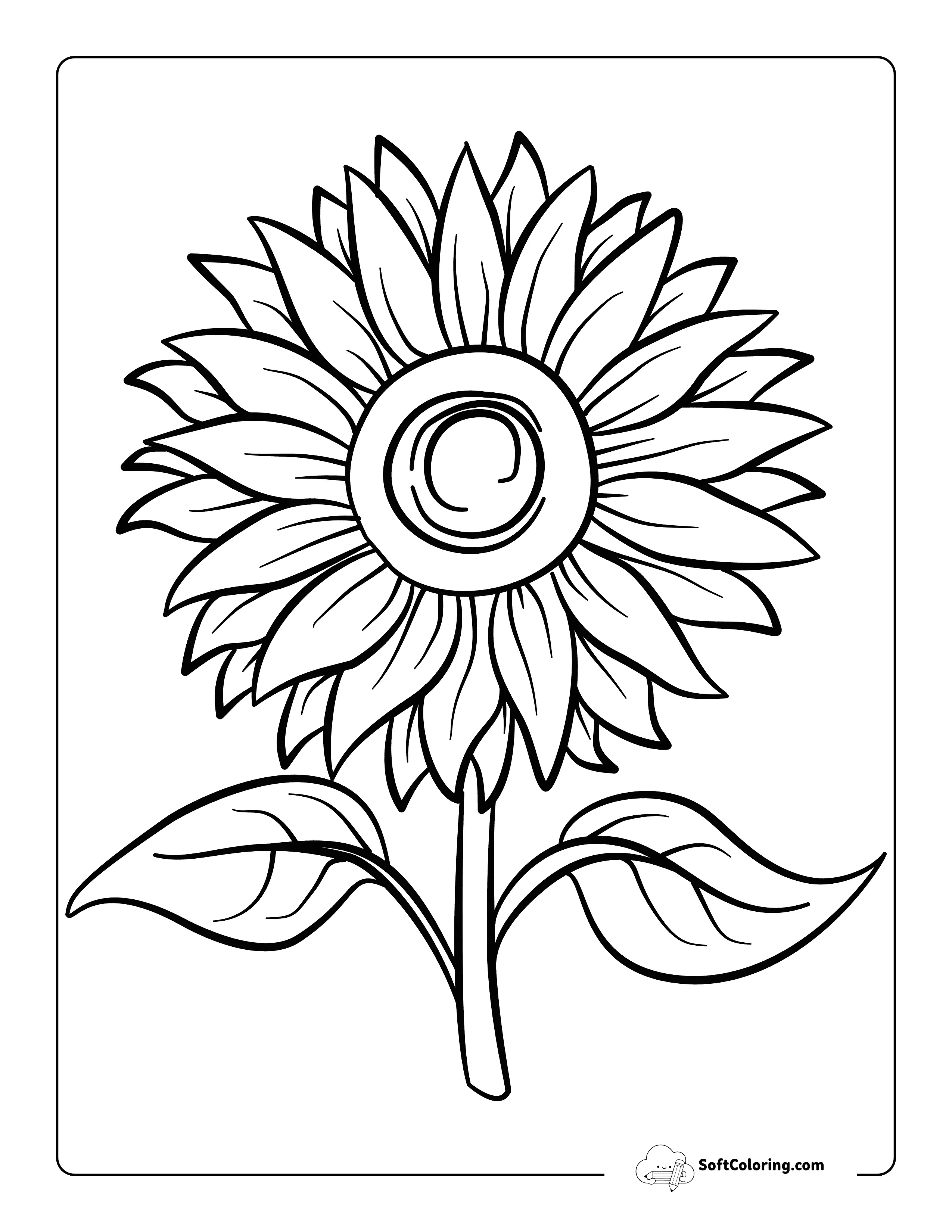 Easy Sunflower Coloring Page Printable