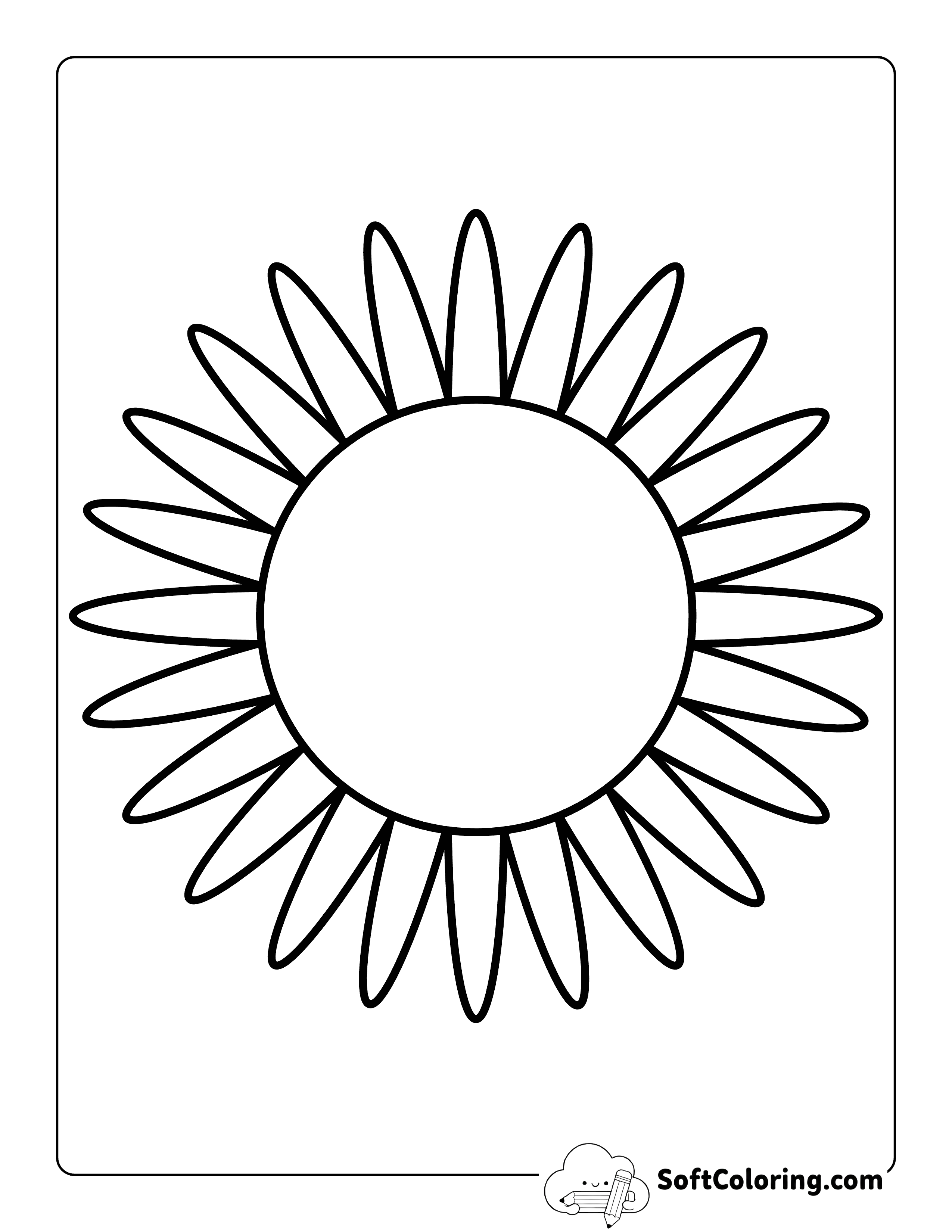Simple Sunflower Outline Printable Template