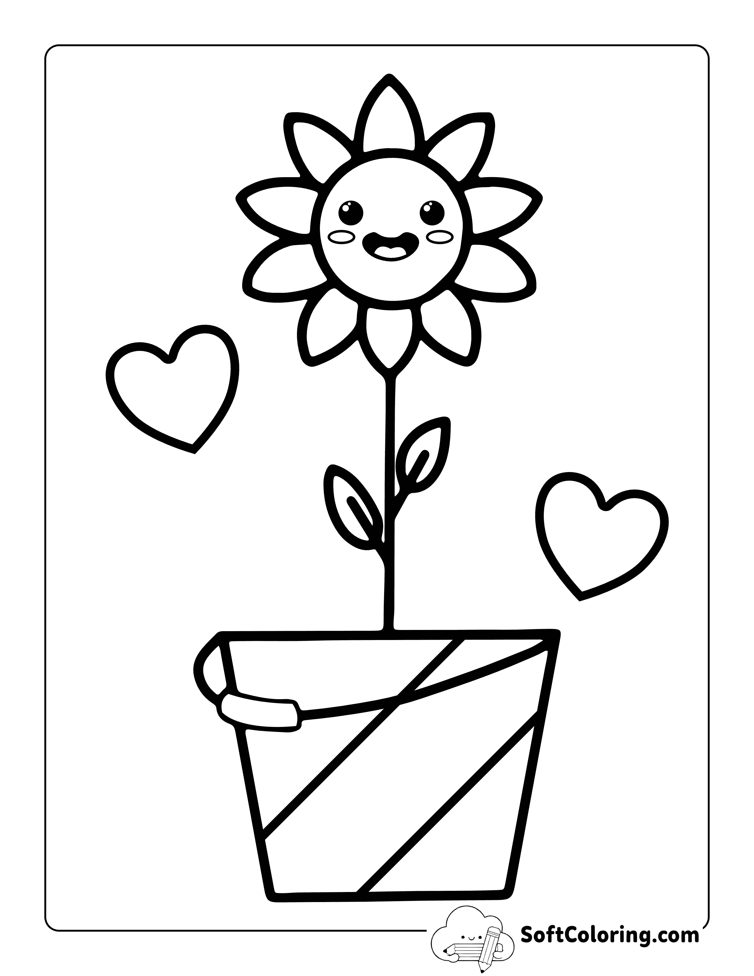 Cute Sunflower Coloring Sheet for Kids