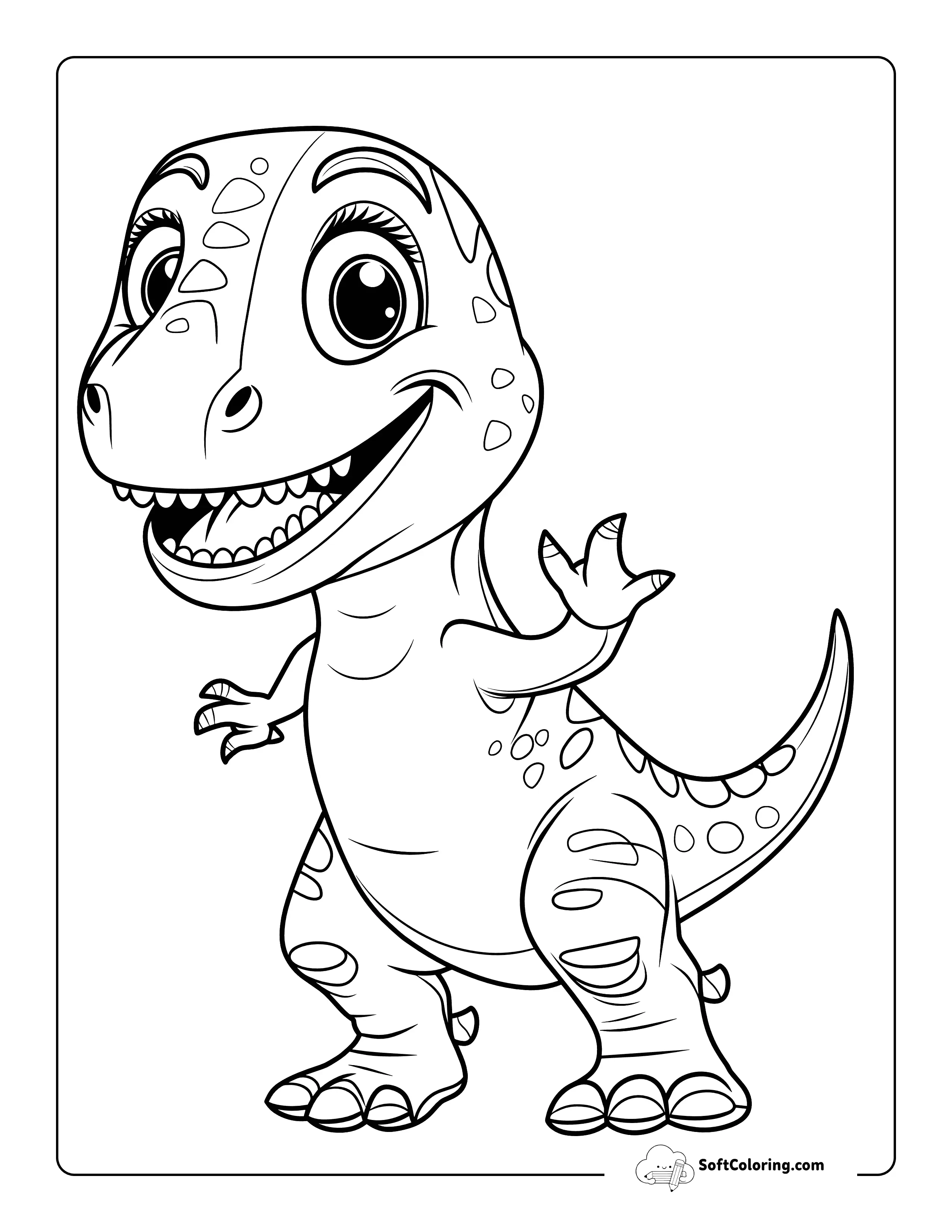 Waving T-Rex Printable Coloring Page