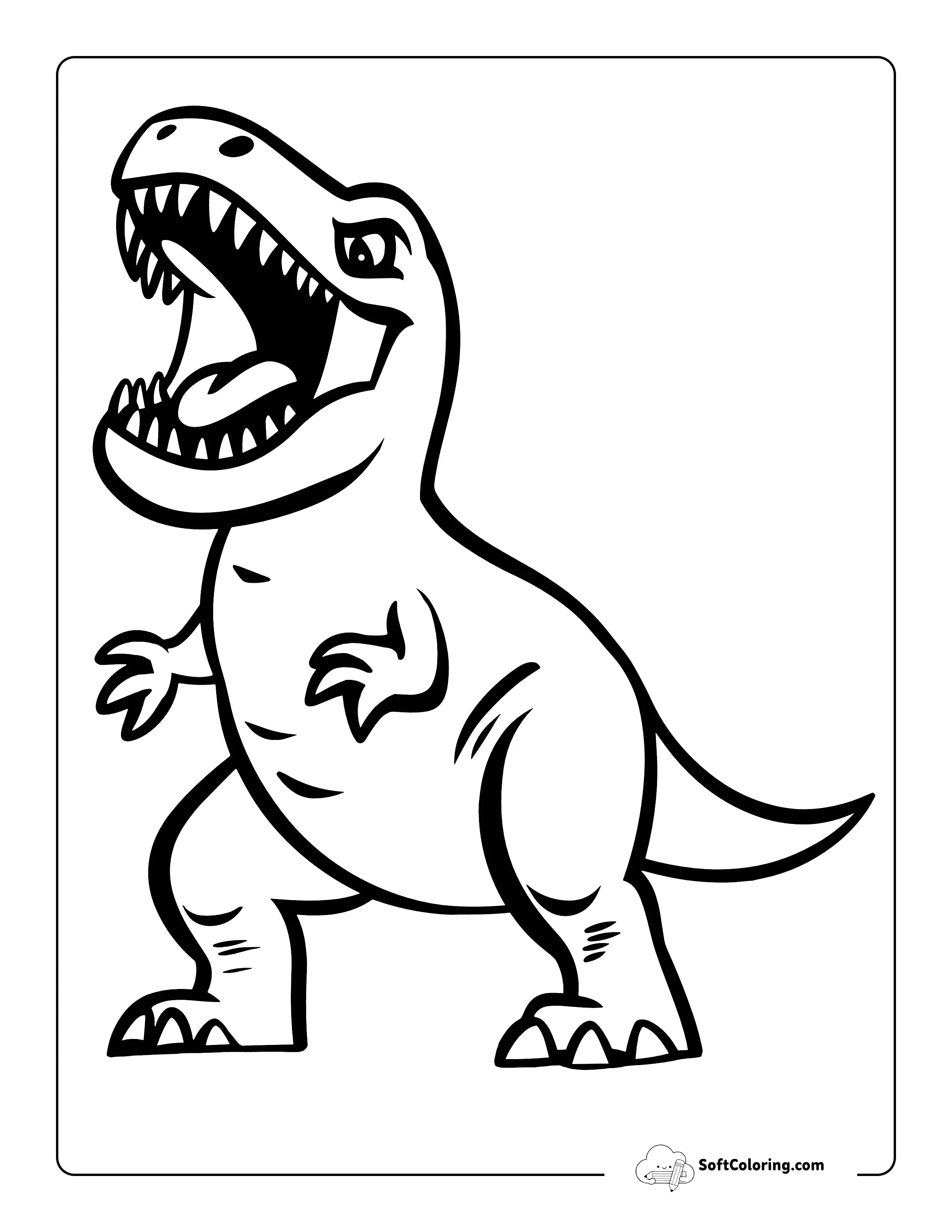 Easy T-Rex Printable Coloring Page For Kids