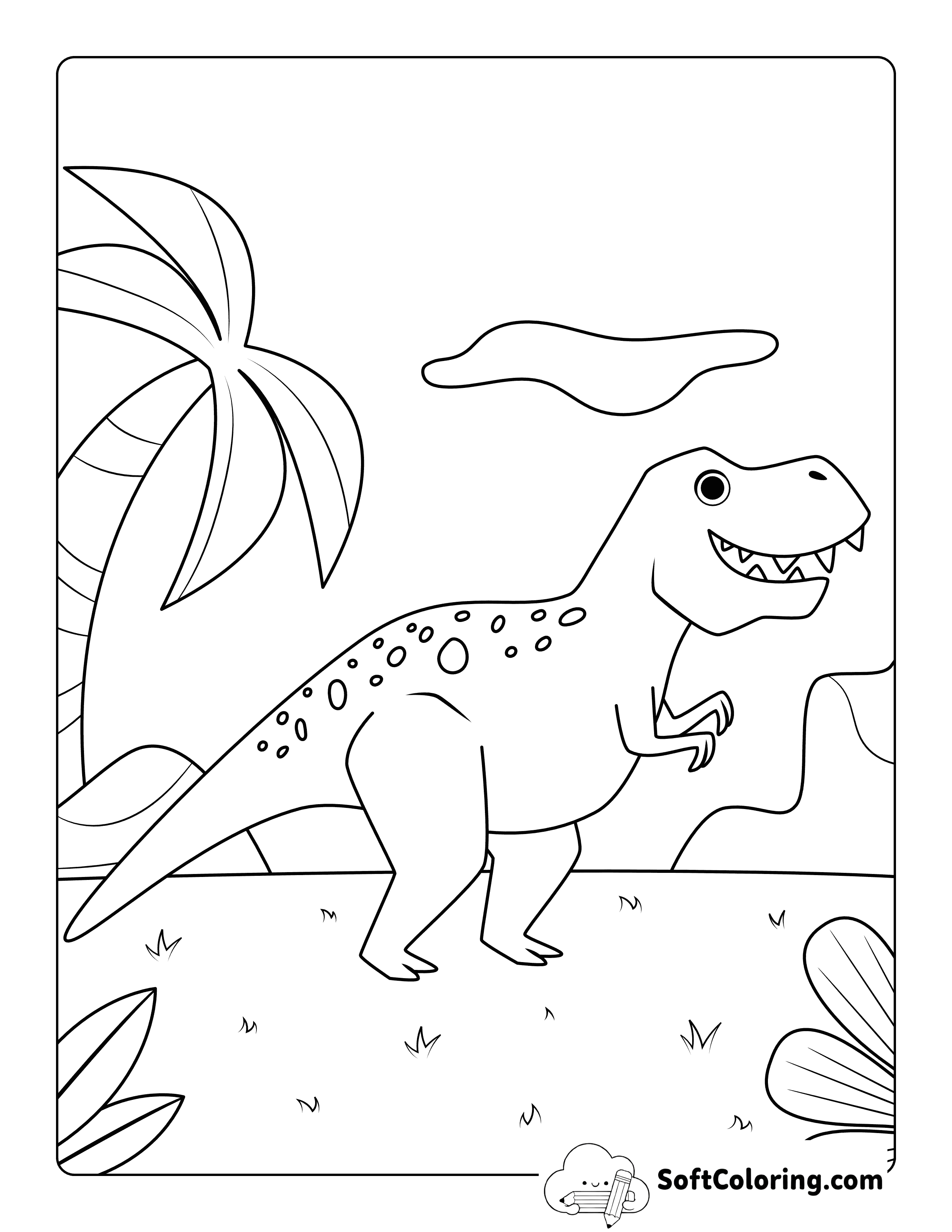 NEW! Cute Easy T-Rex Coloring Sheet for Preschoolers
