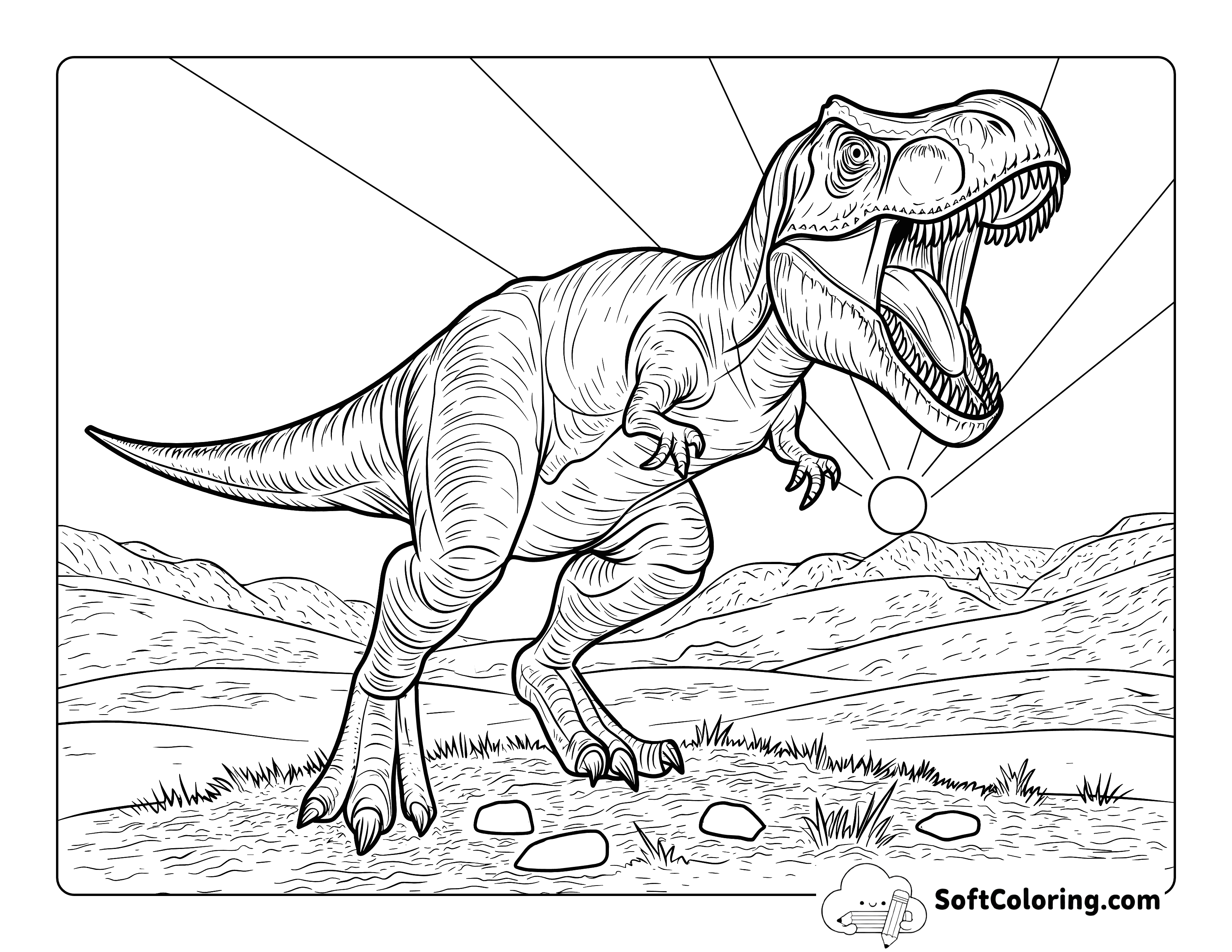 Realistic T-Rex Coloring Page for Adults
