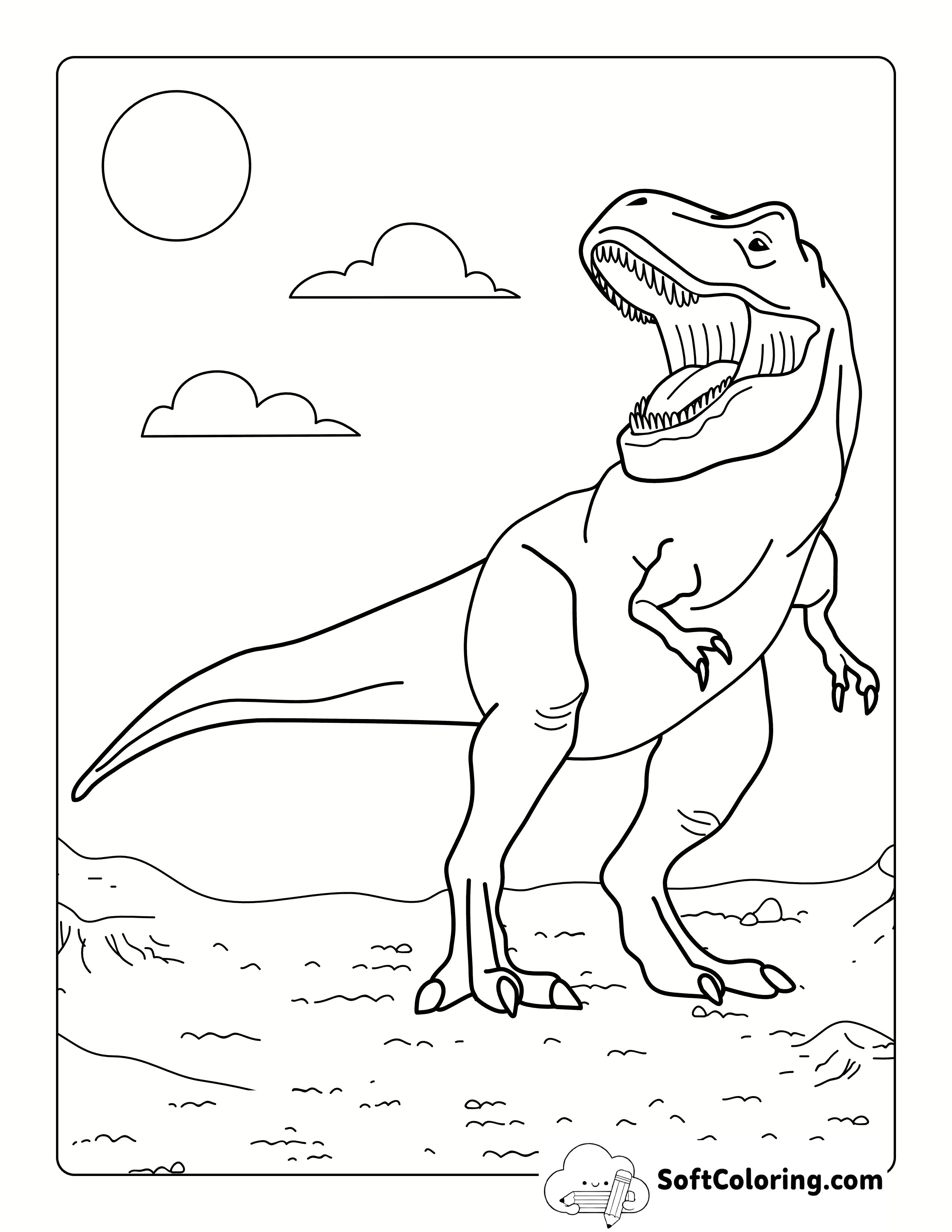 NEW! Easy Realistic T-Rex Outlines to Color