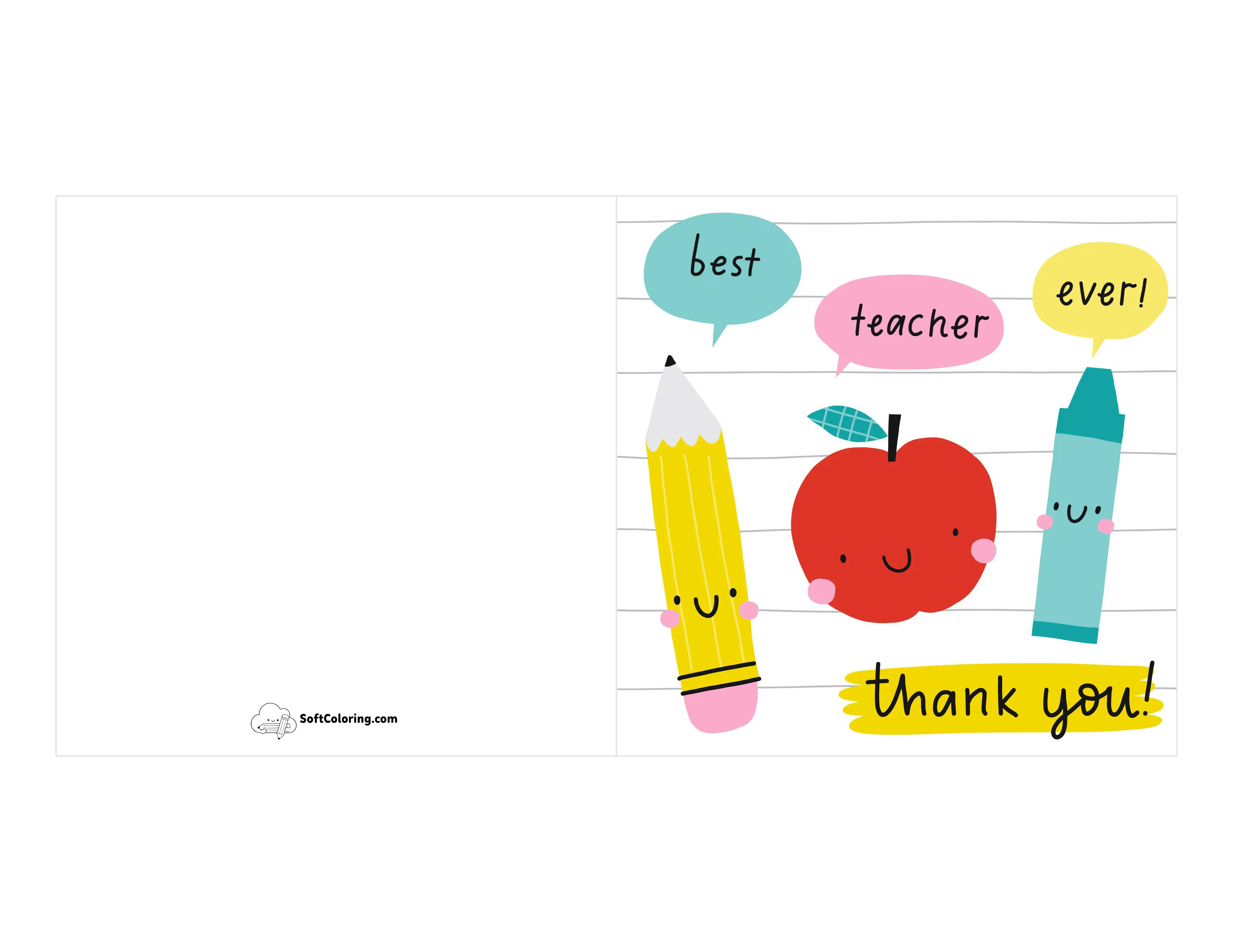 "Best Teacher Ever! Thank You!" Free Printable