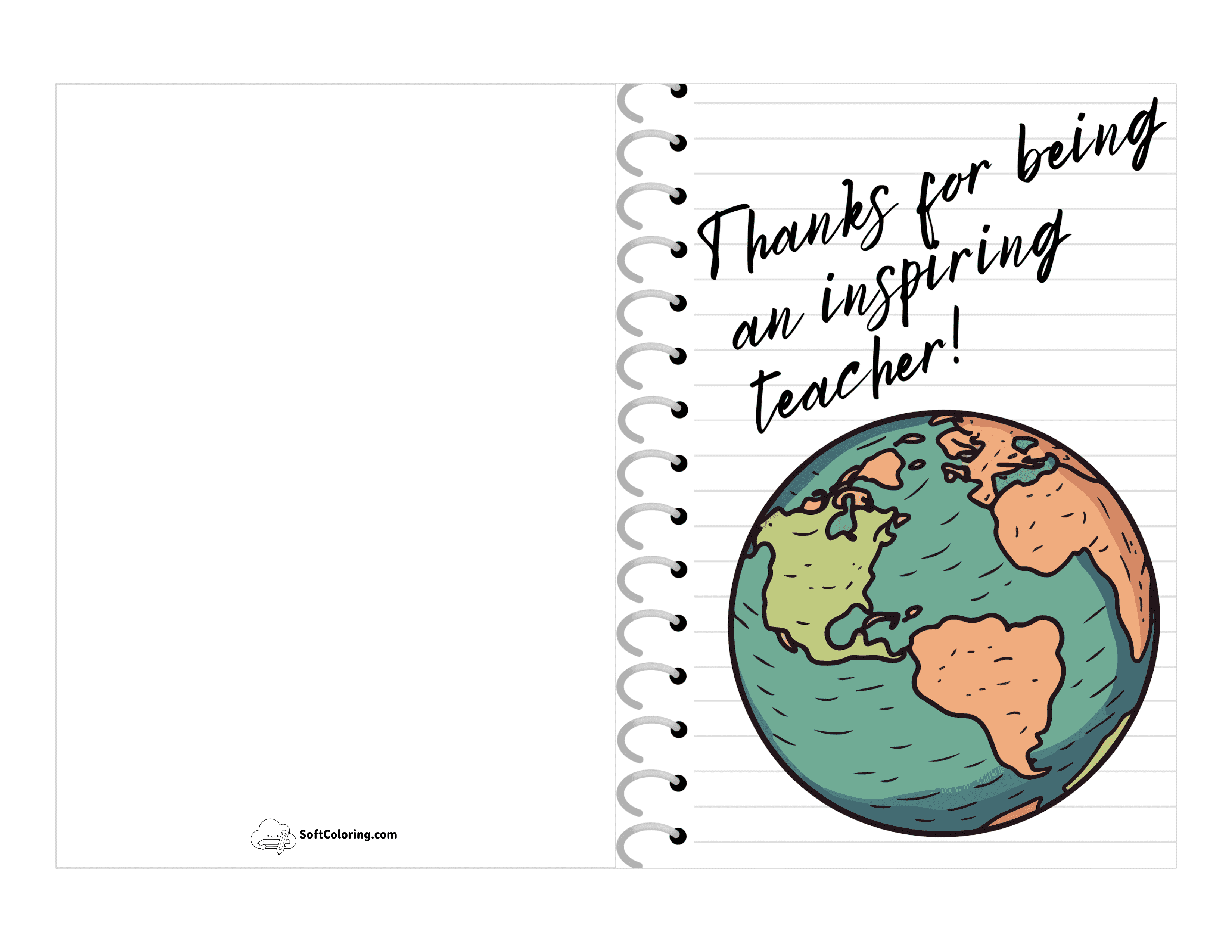 *New* Notebook Inspiring Teacher Thank You Card Printable