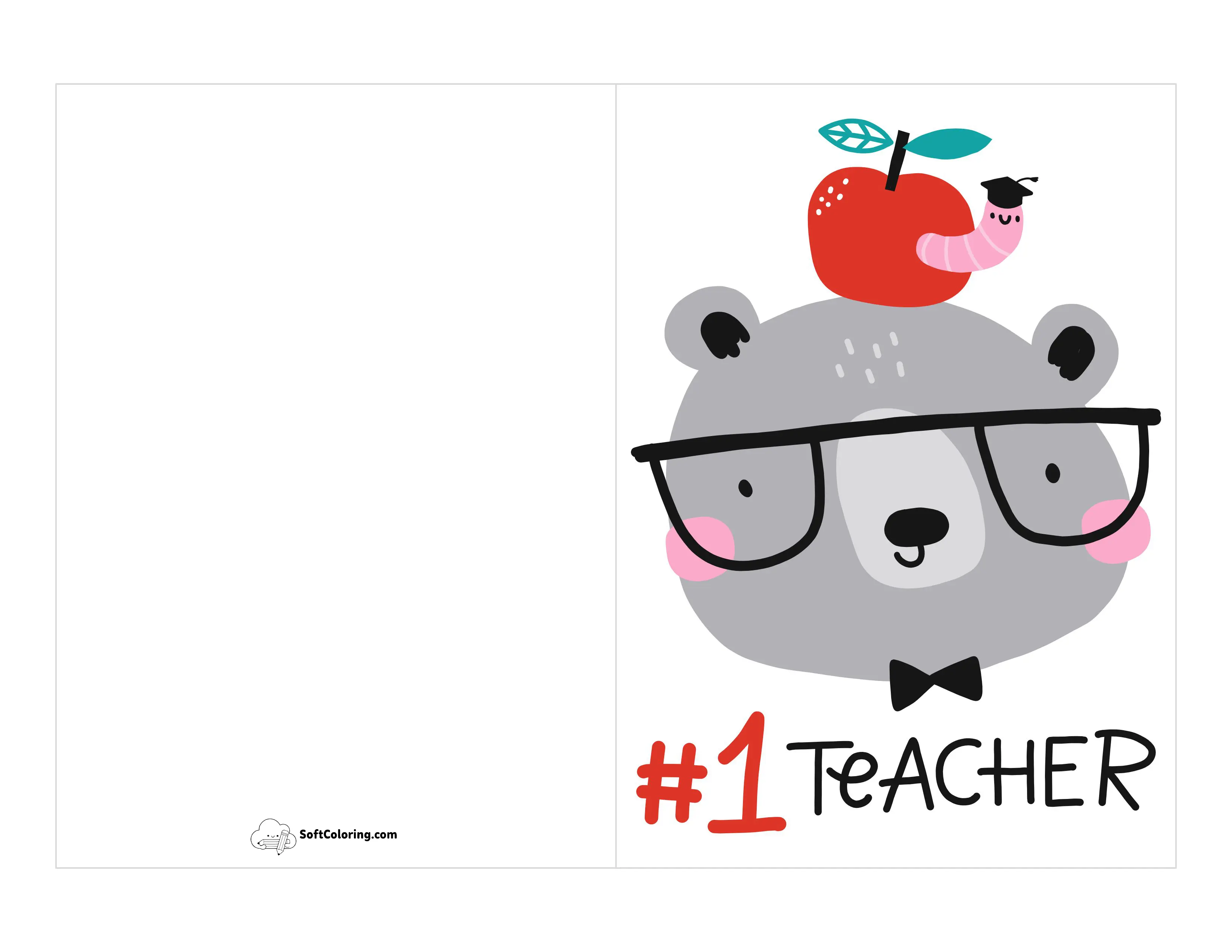"#1 Teacher" Printable Card Template
