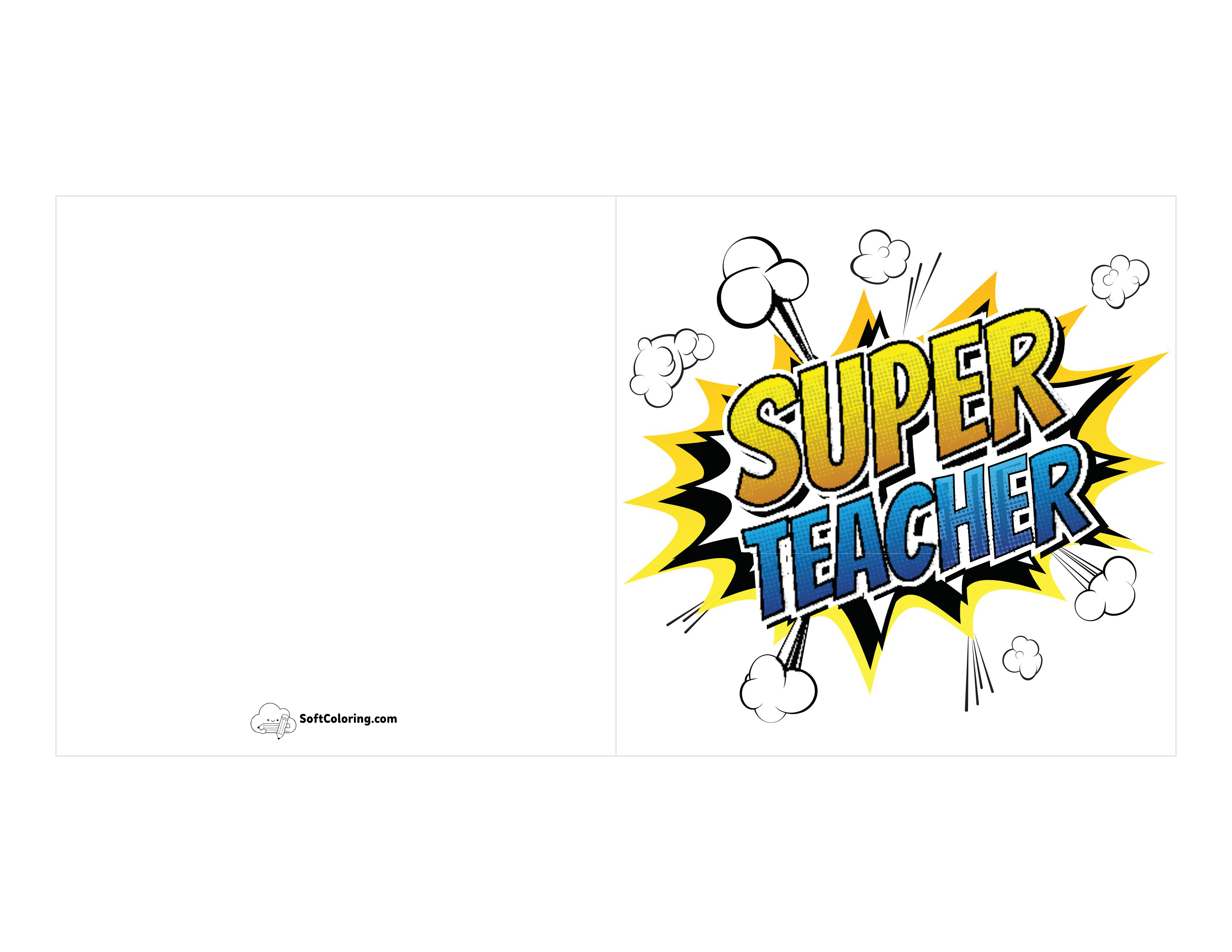 "Super Teacher" Comic-Style Printable Card