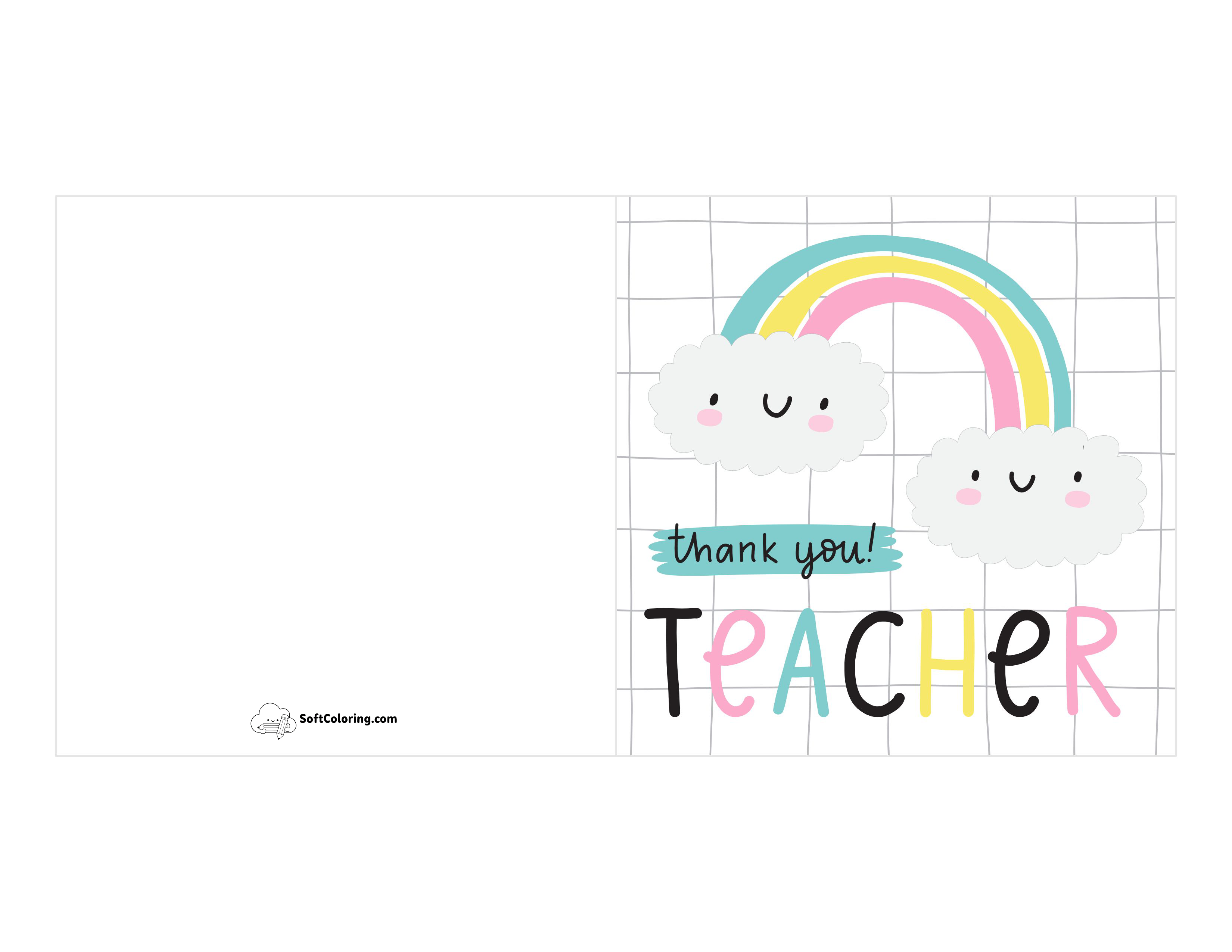 "Thank You Teacher" Cute Printable Card
