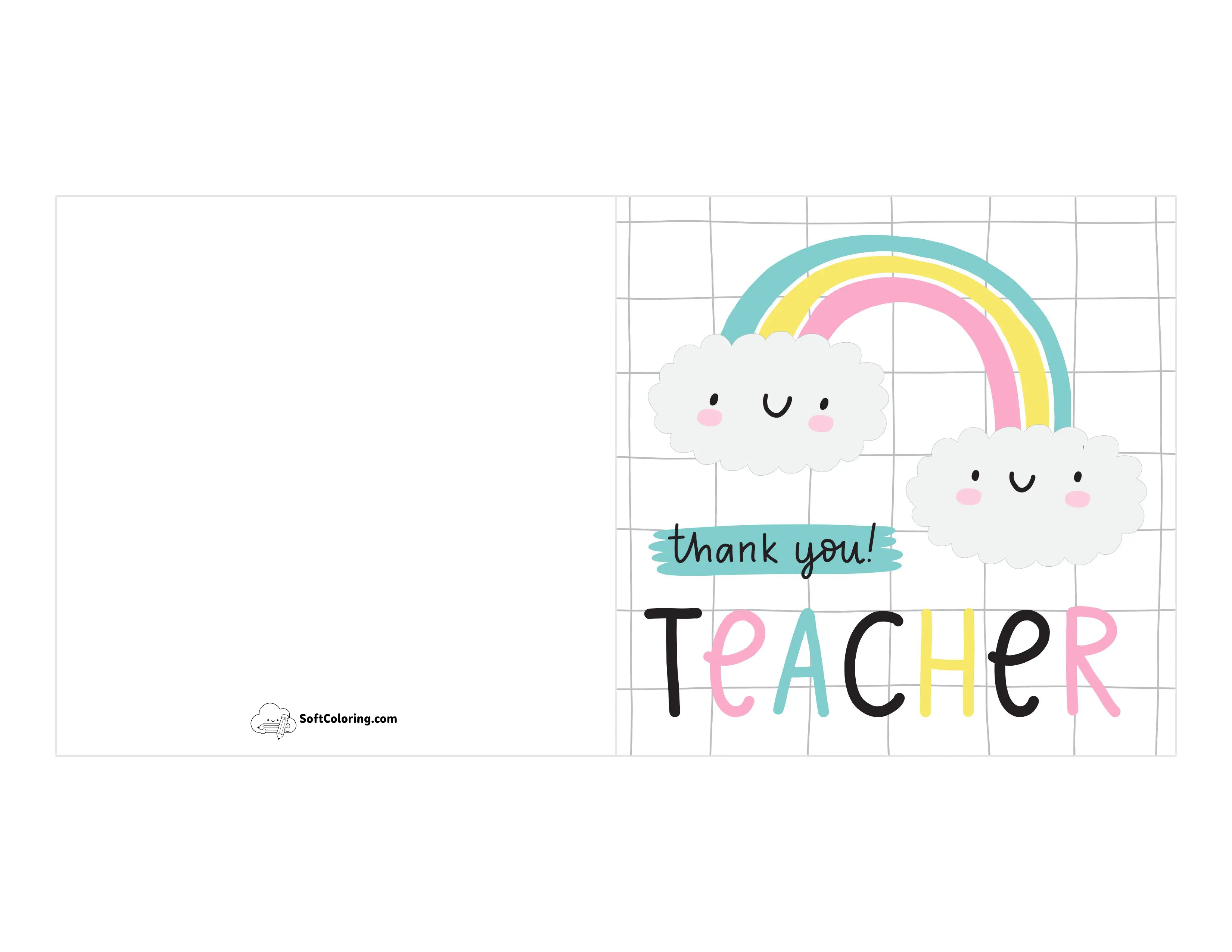 "Thank You Teacher" Cute Printable Card
