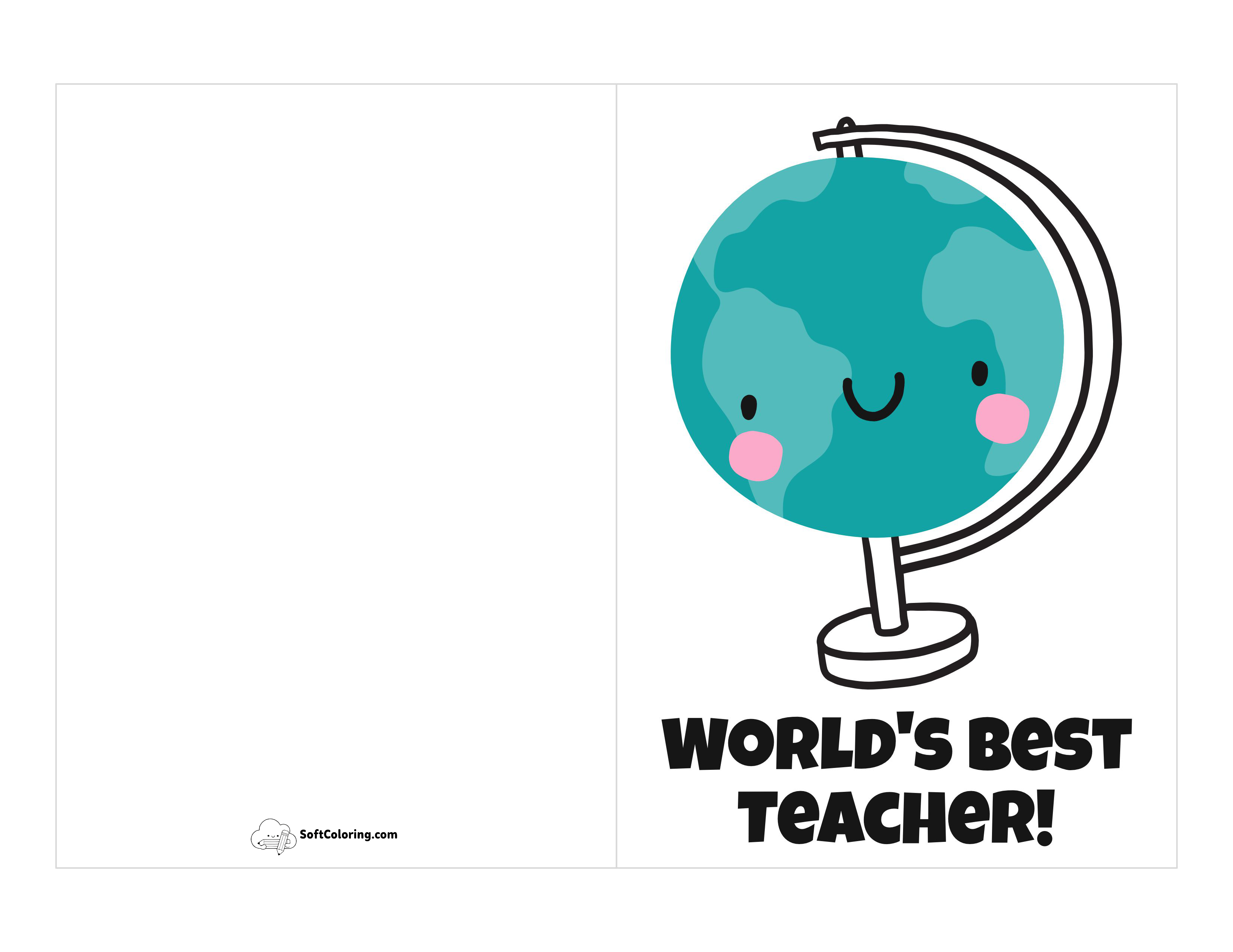 "World's Best Teacher" Free Printable Card Template