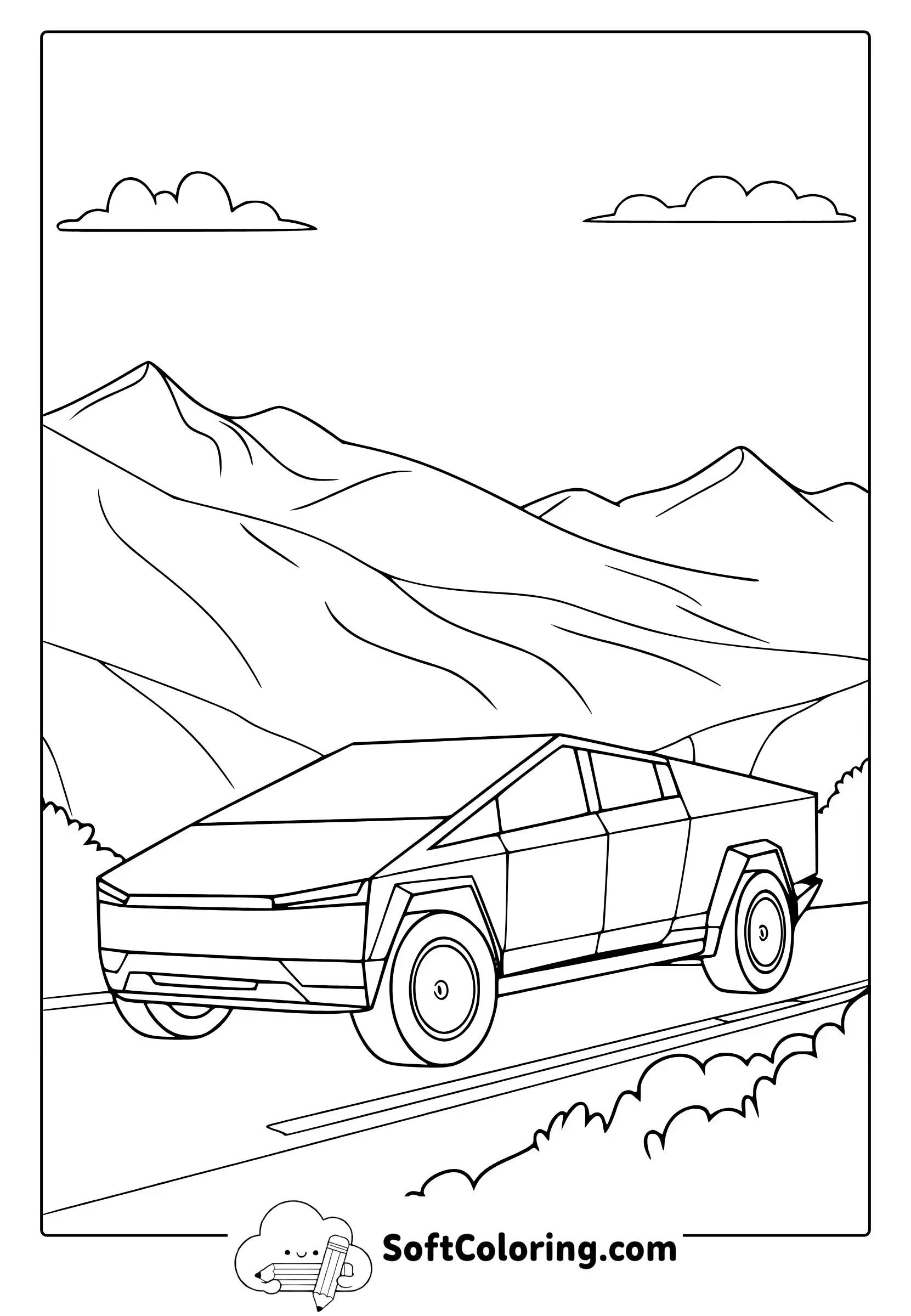 Tesla Cyber Truck Coloring Page