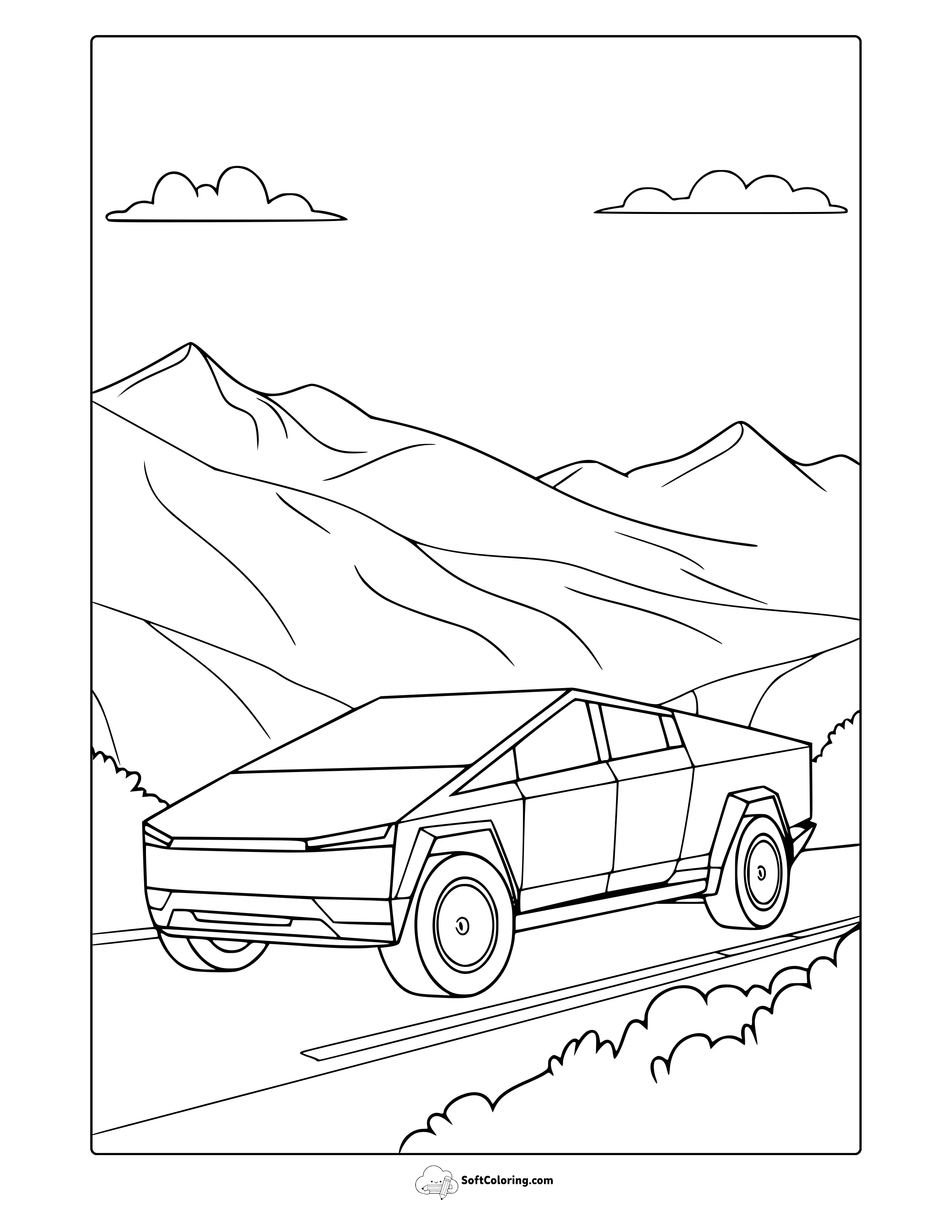 Tesla Cyber Truck Coloring Page