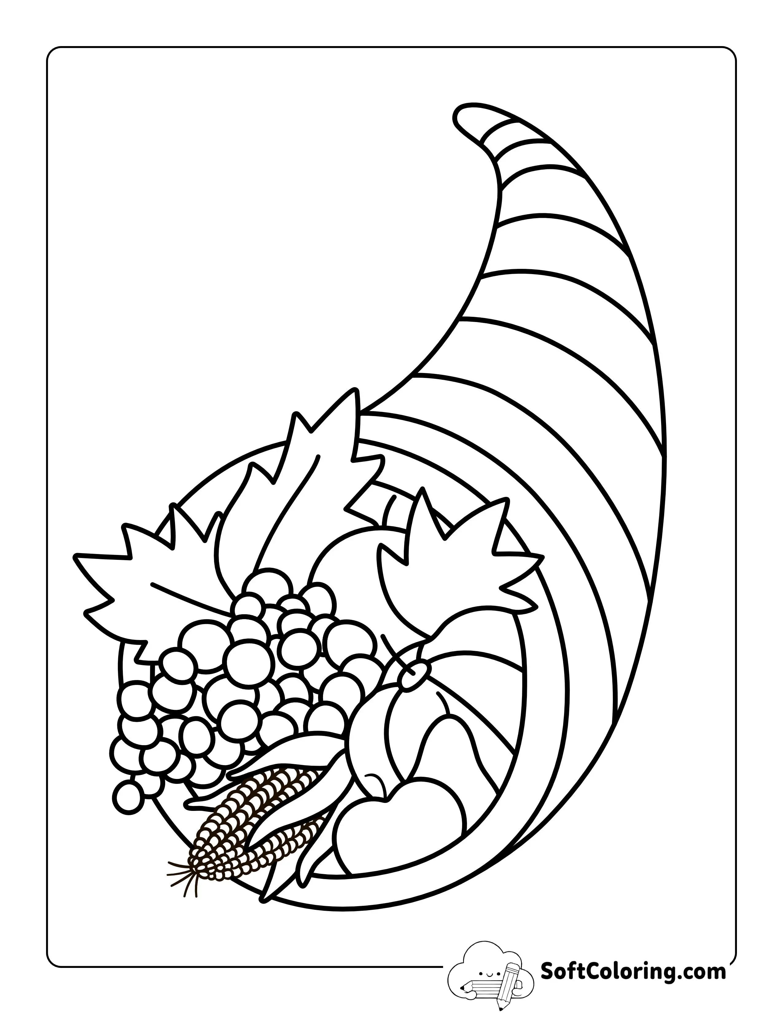 Thanksgiving Cornucopia Coloring Sheet For Kids