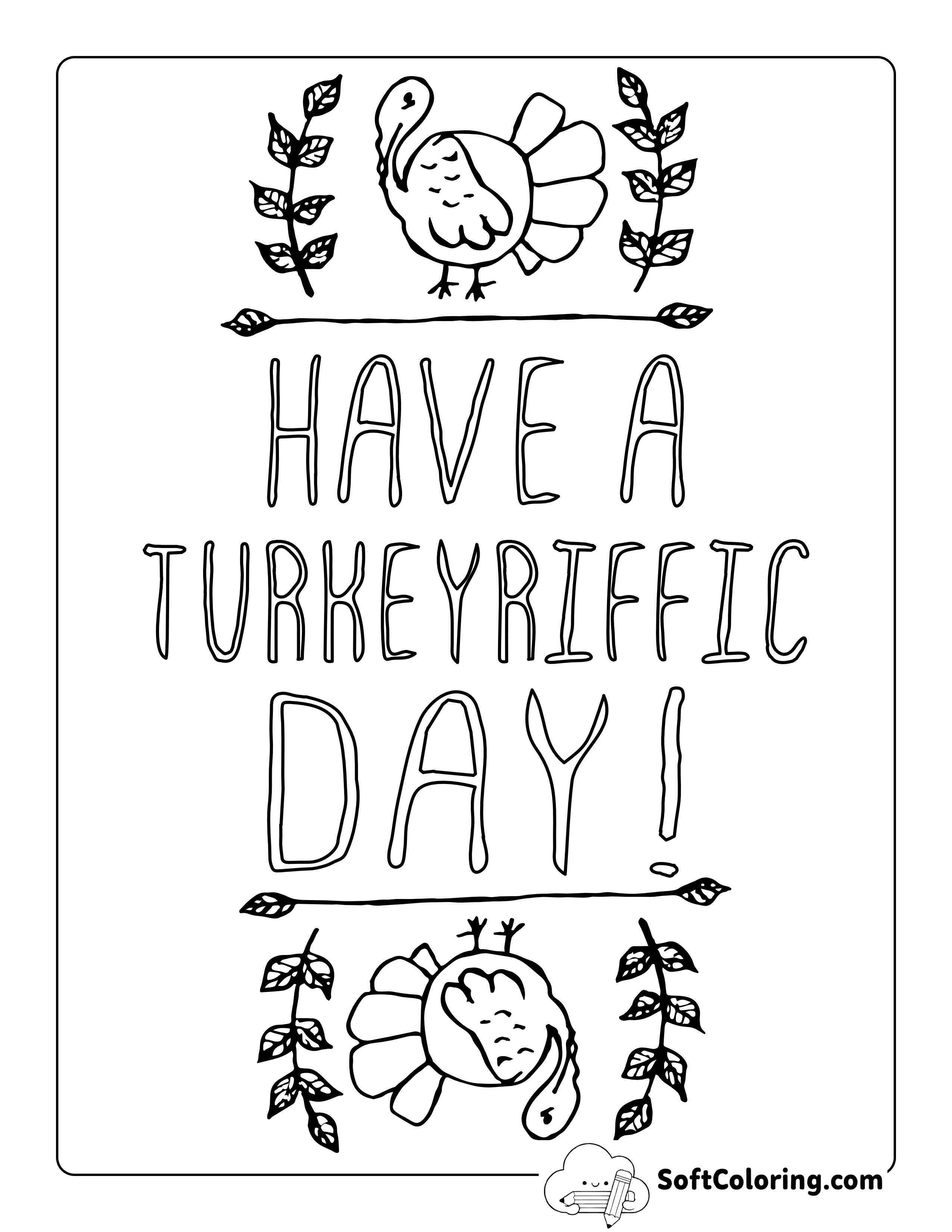"Have a Turkeyriffic Day" Poster to Color