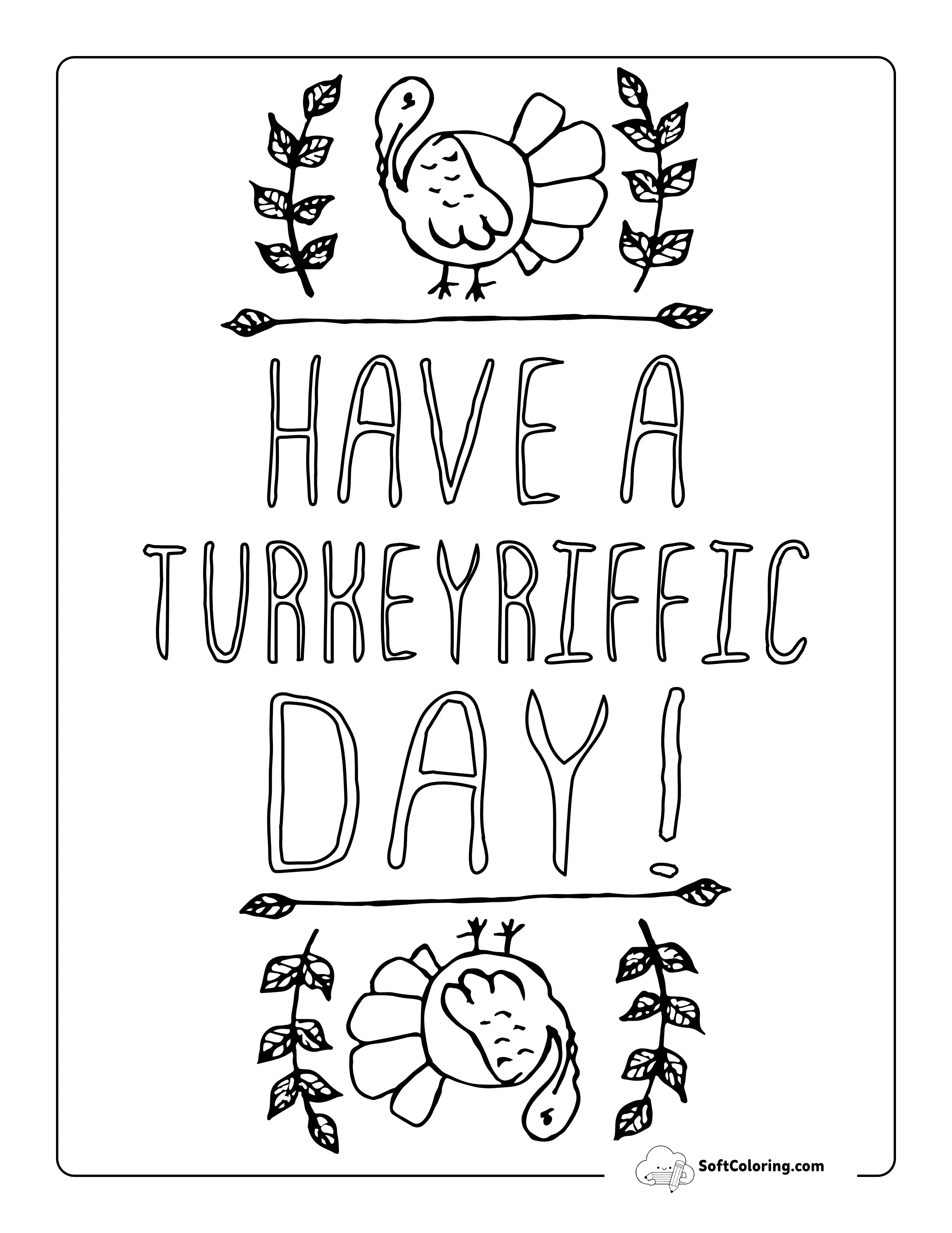 "Have A Turkeyriffic Day" Poster To Color