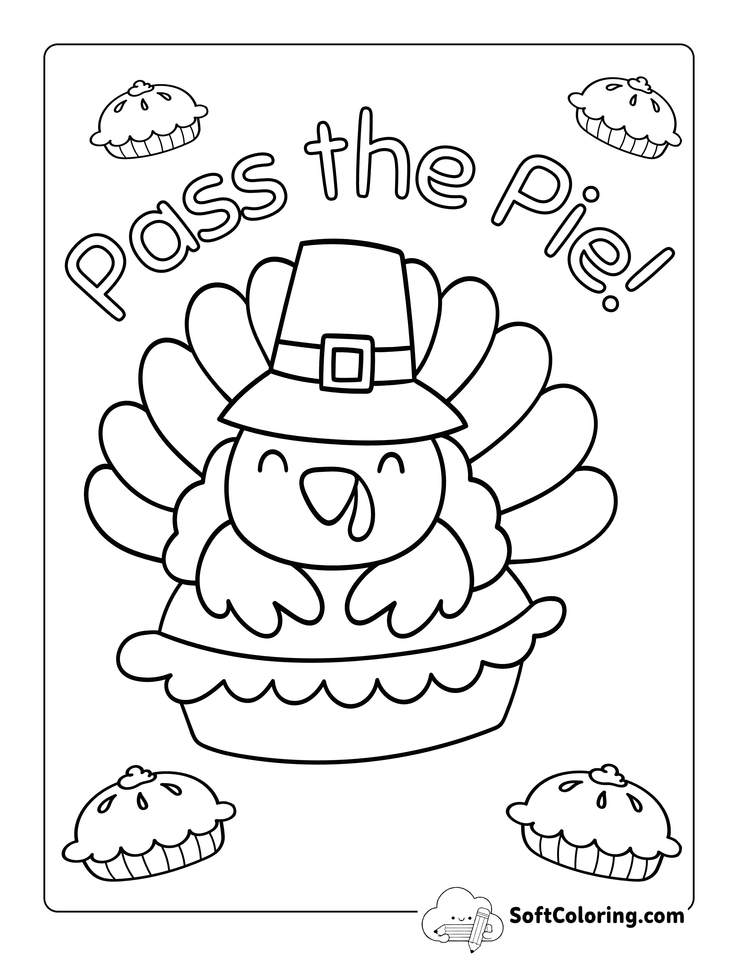 NEW Cute Thanksgiving Turkey Coloring Page forPreschoolers