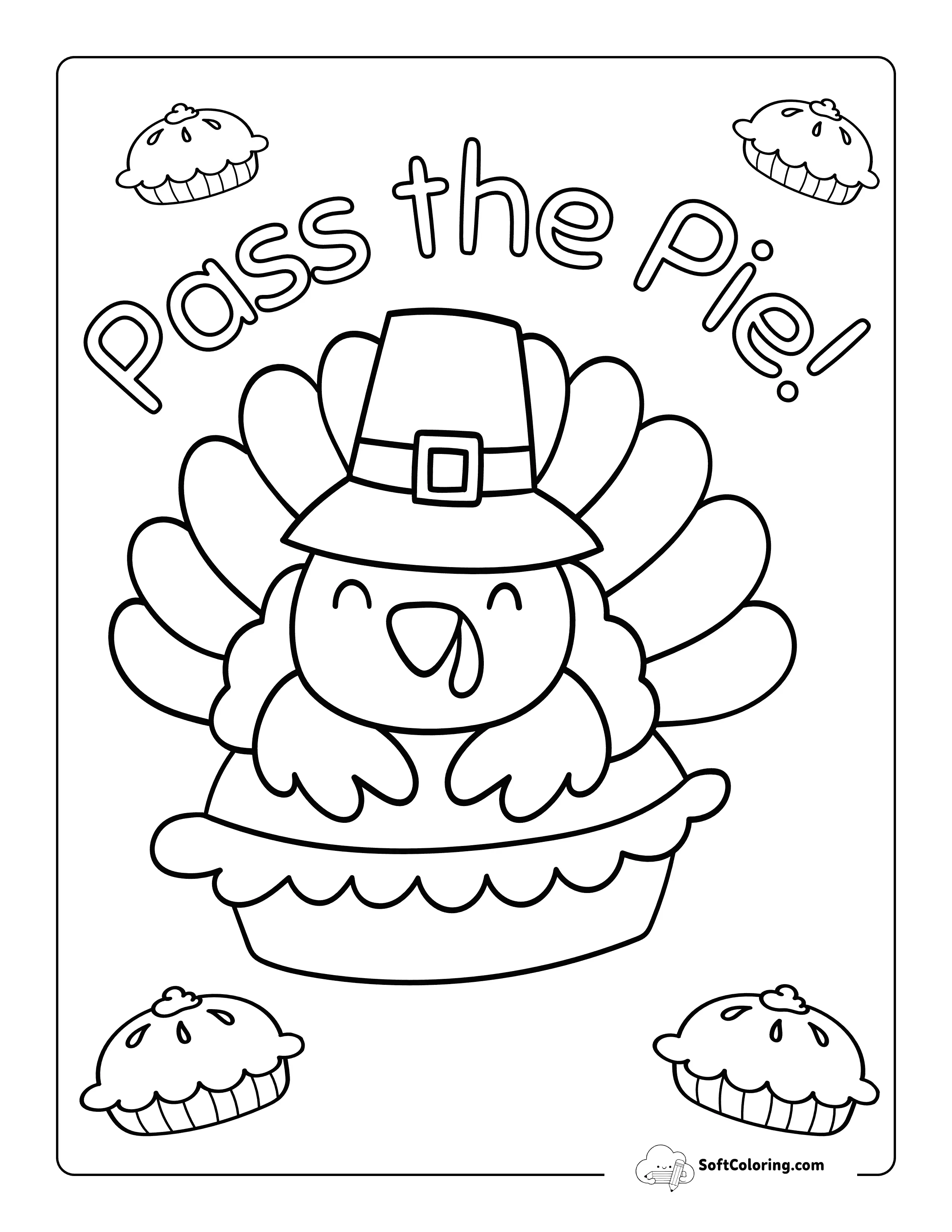 New Cute Thanksgiving Turkey Coloring Page ForPreschoolers