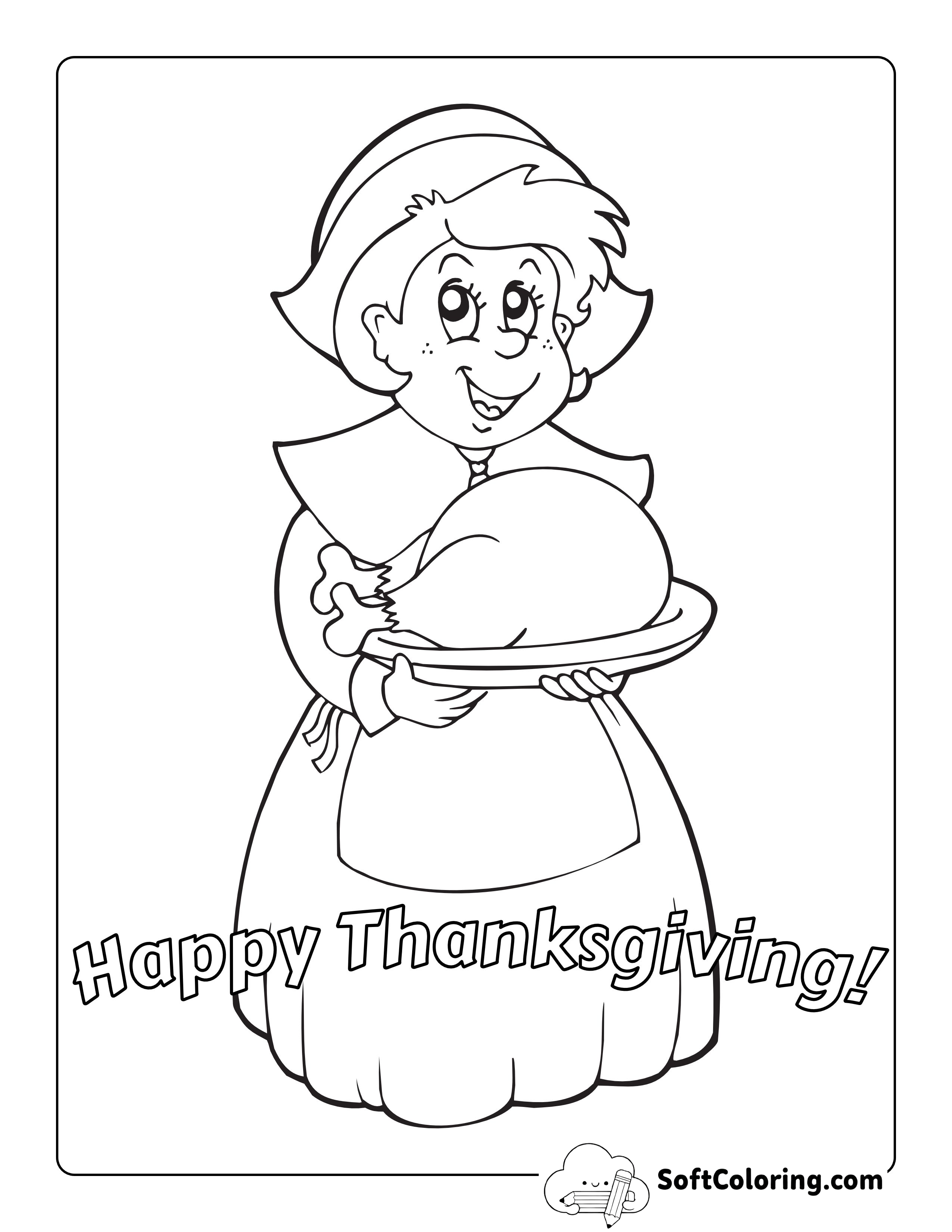 Cooked Turkey Thanksgiving Picture to Color