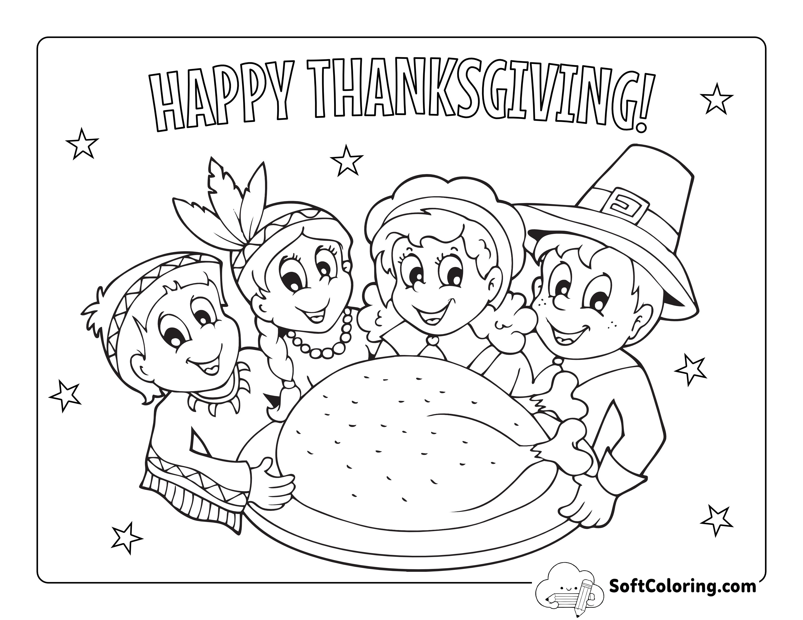 First Thanksgiving Turkey Dinner Coloring Sheet