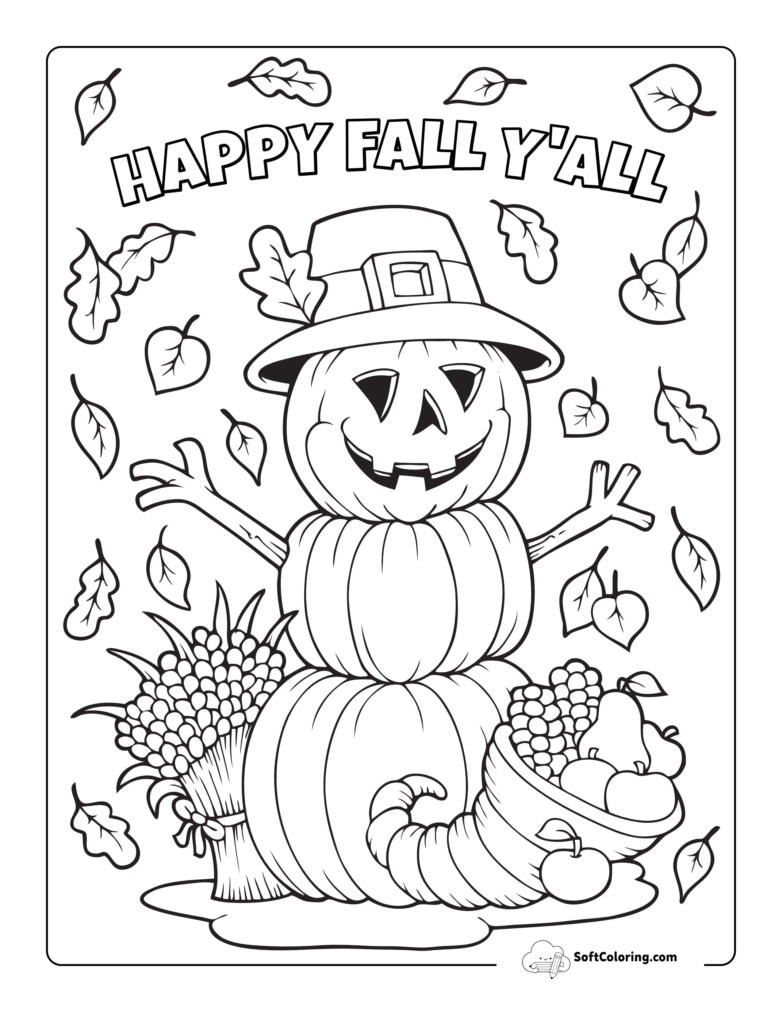 Pumpkin Scarecrow Coloring Sheet