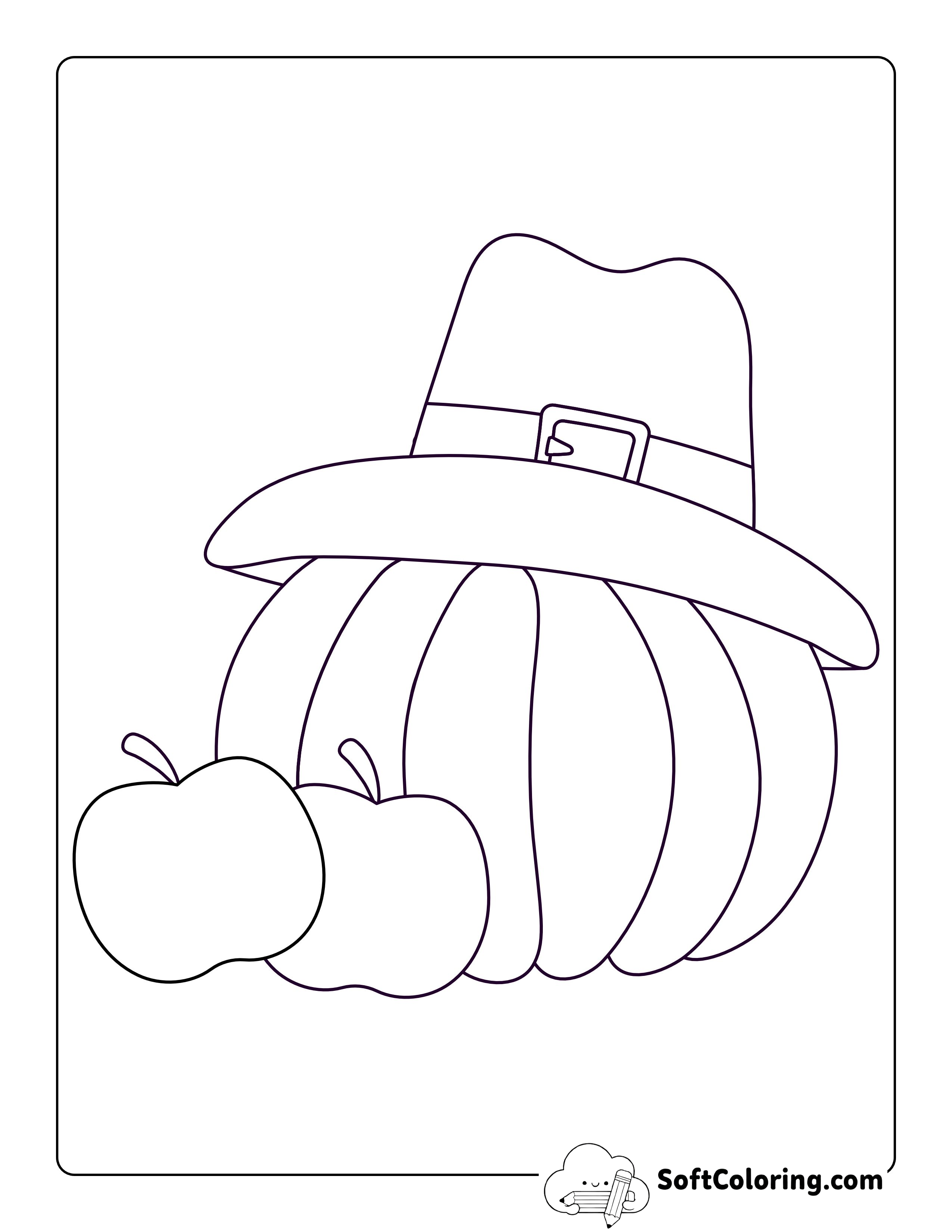Easy Thanksgiving Pumpkin Coloring Page For Kids