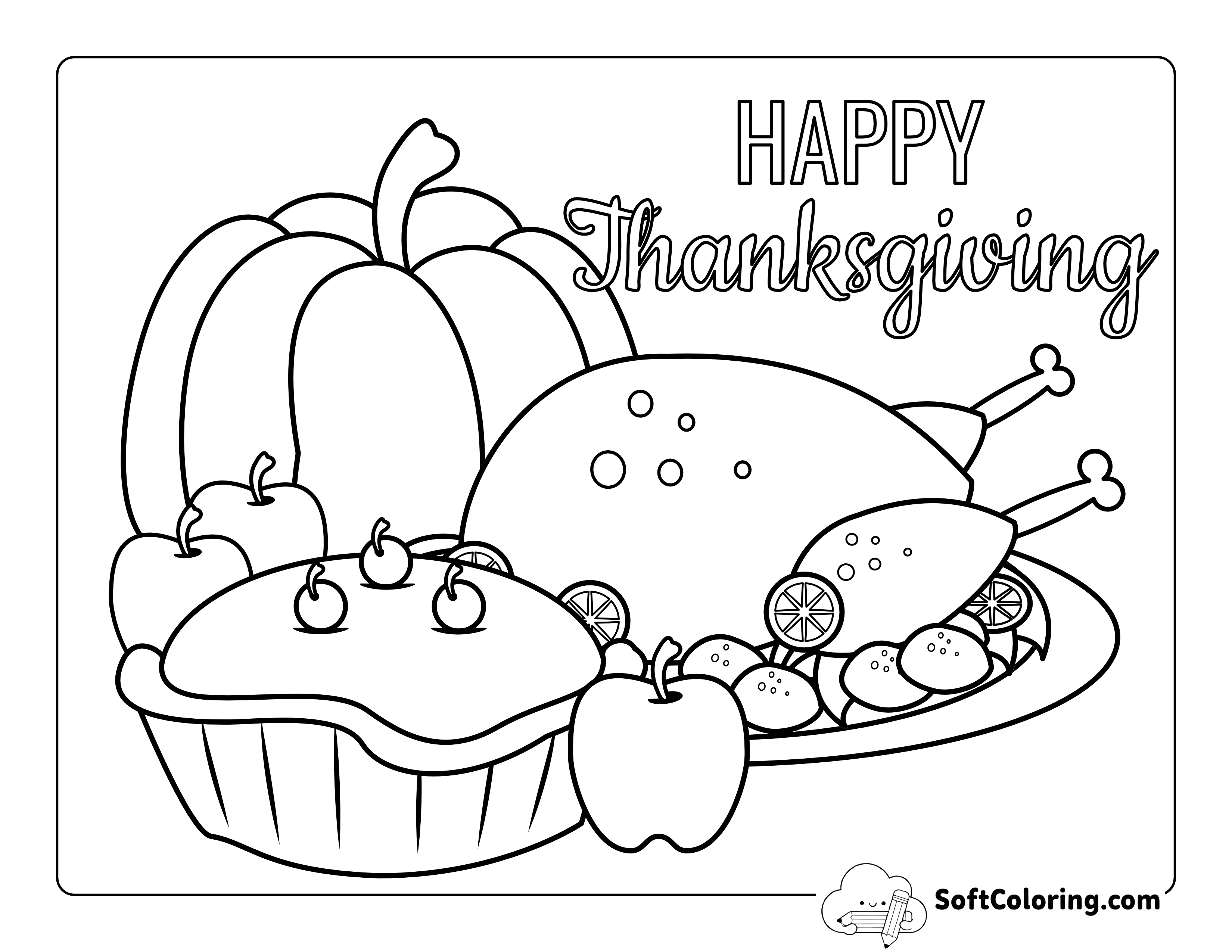Thanksgiving Dinner Coloring Page