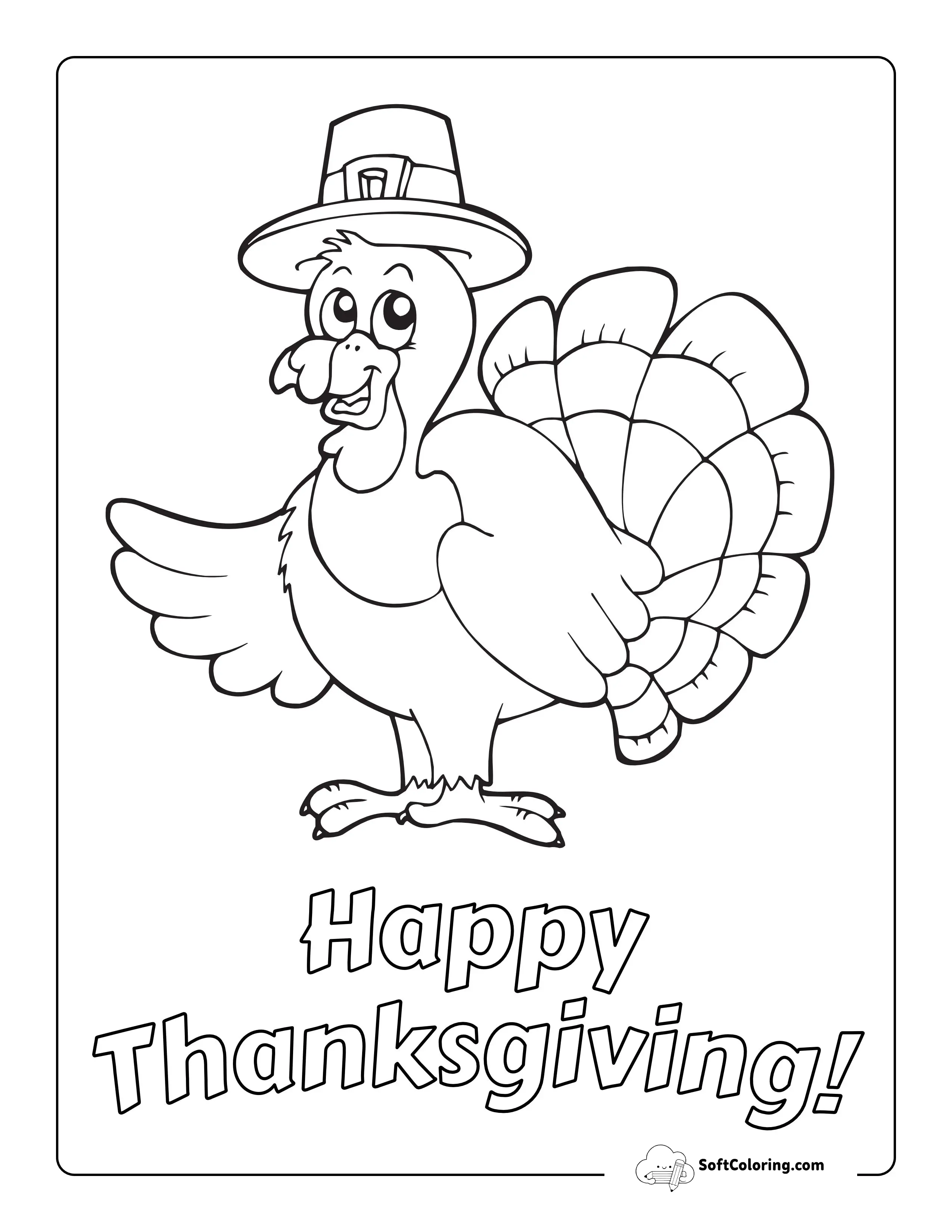 "Happy Thanksgiving" Turkey Coloring Sheet For Kids