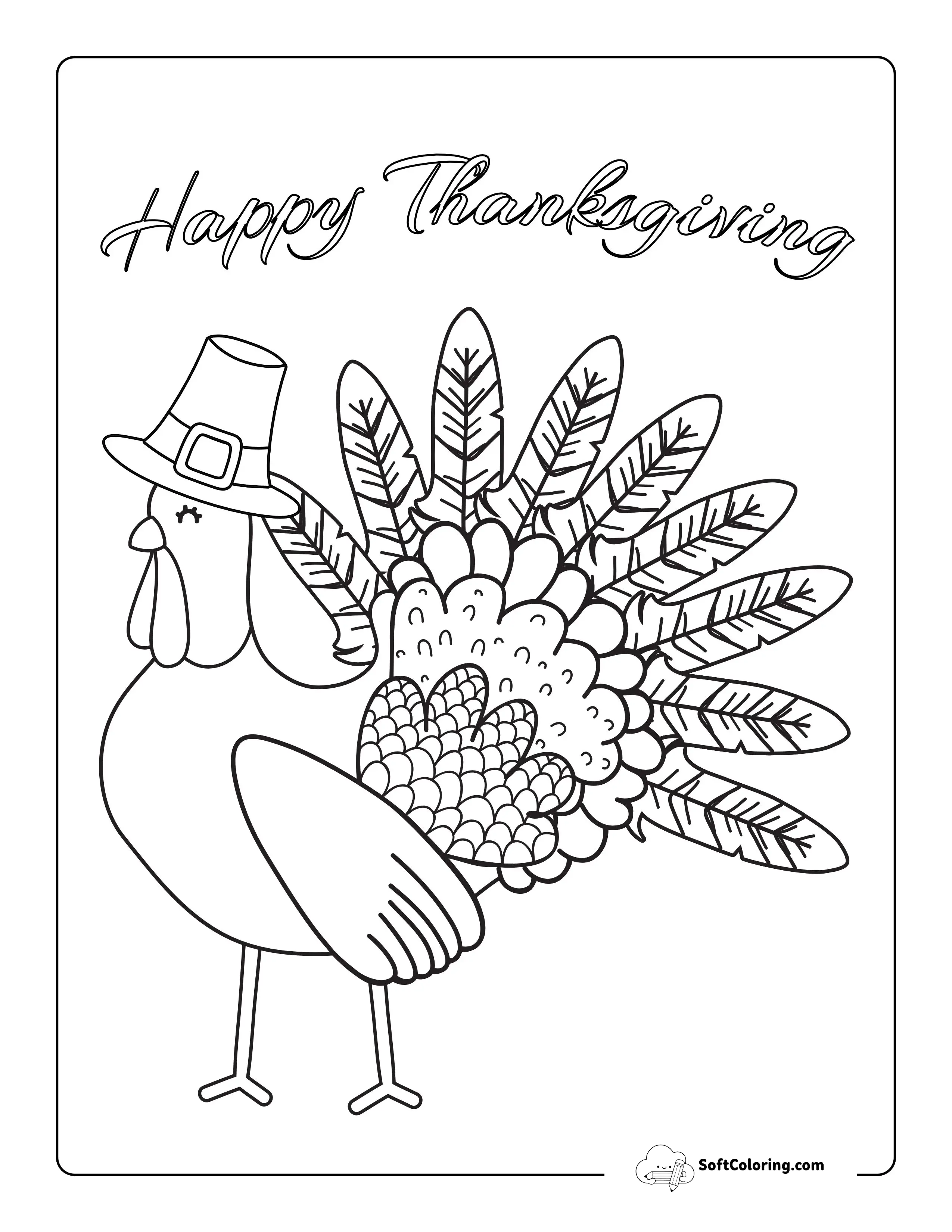 "Happy Thanksgiving" Turkey Wearing Pilgrim's Hat Picture