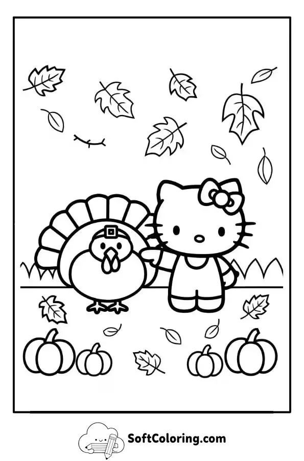 Hello Kitty Thanksgiving Coloring Page