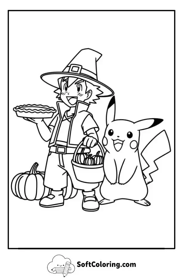 Pokemon Thanksgiving Coloring Page