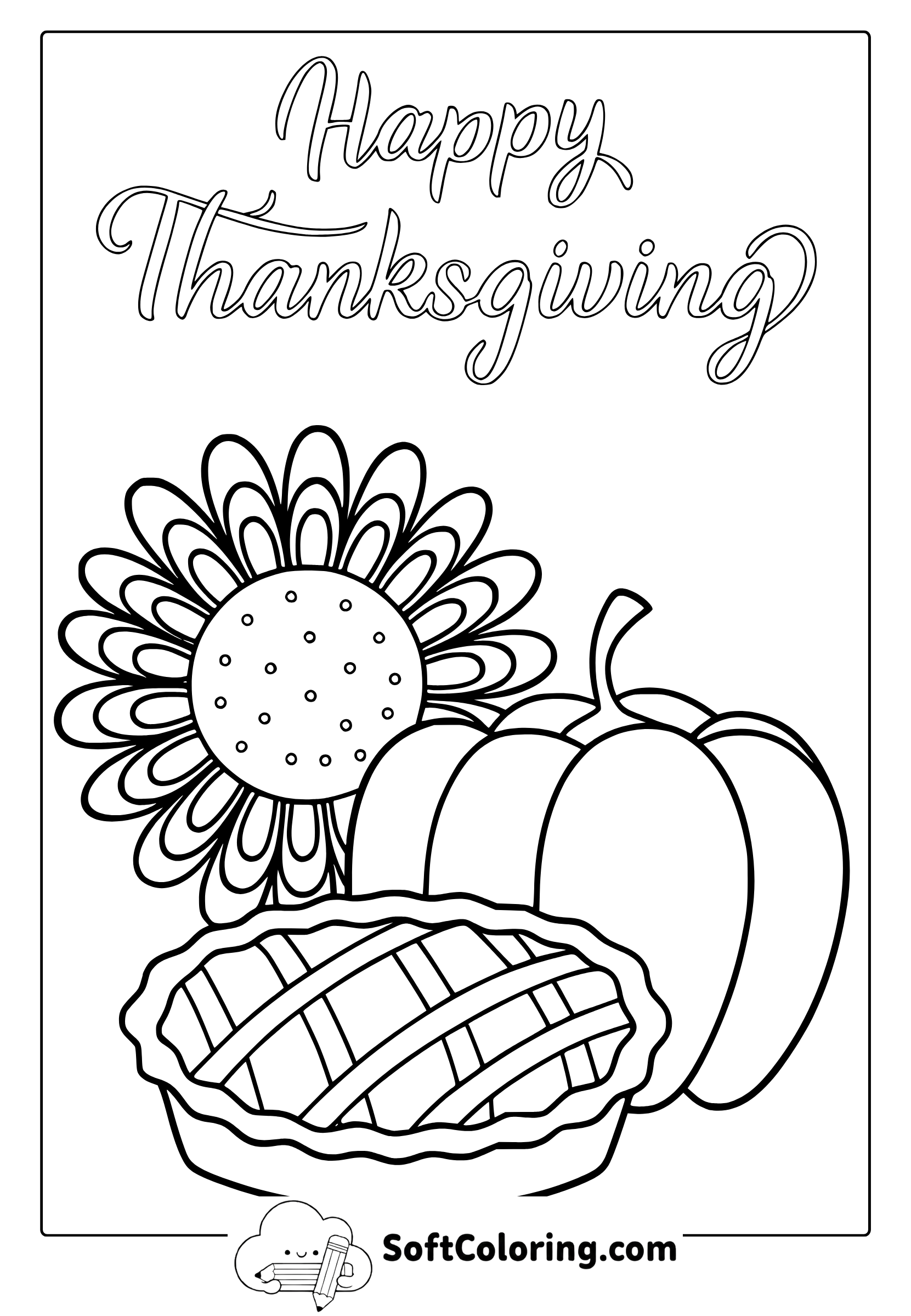 thanksgiving pumpkin pie coloring page