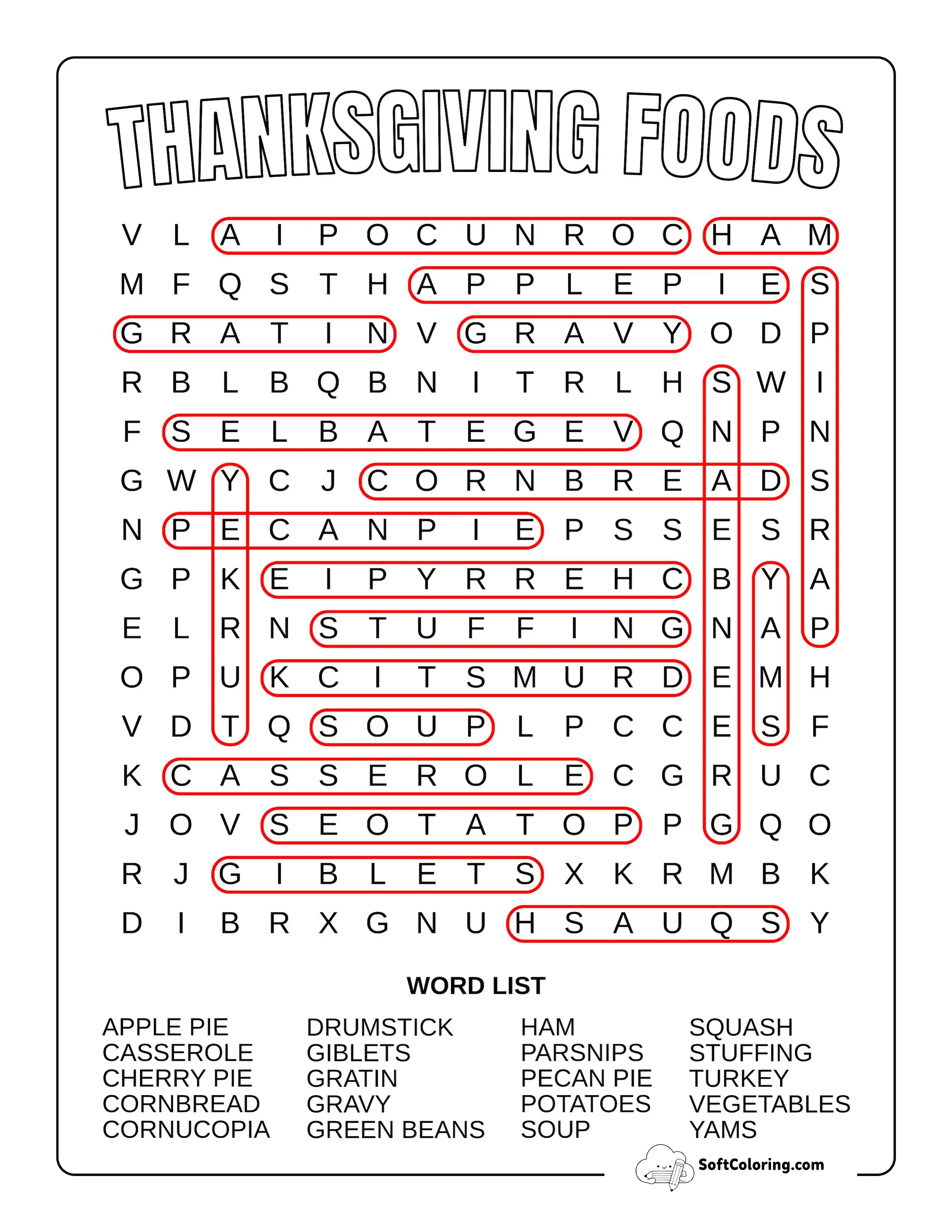 Medium Thanksgiving Foods Answers