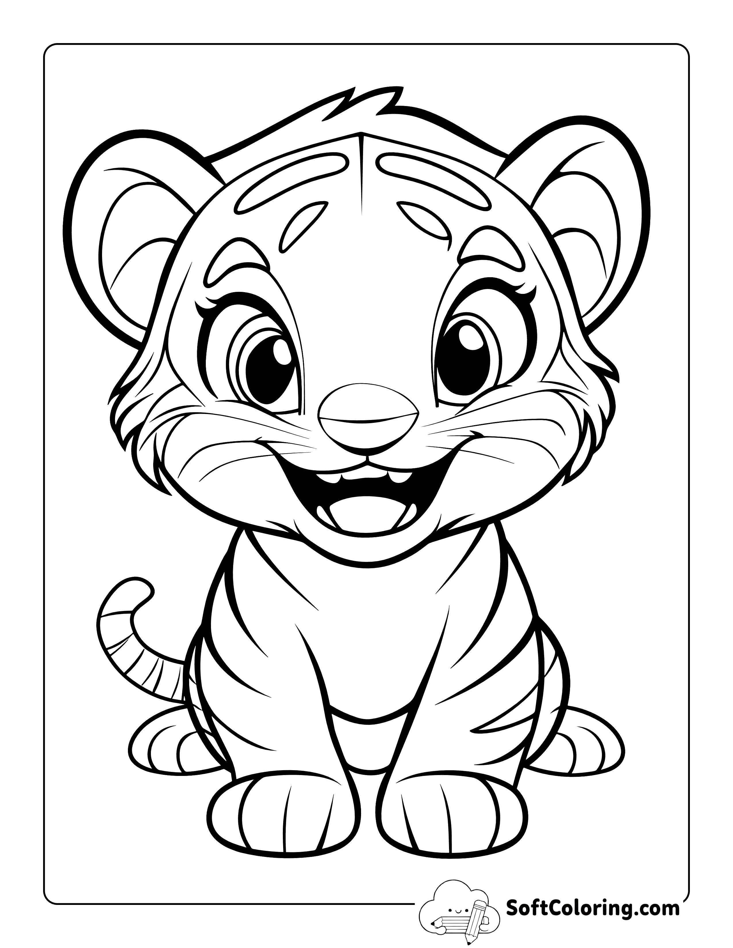 Cute Baby Tiger Coloring Sheet