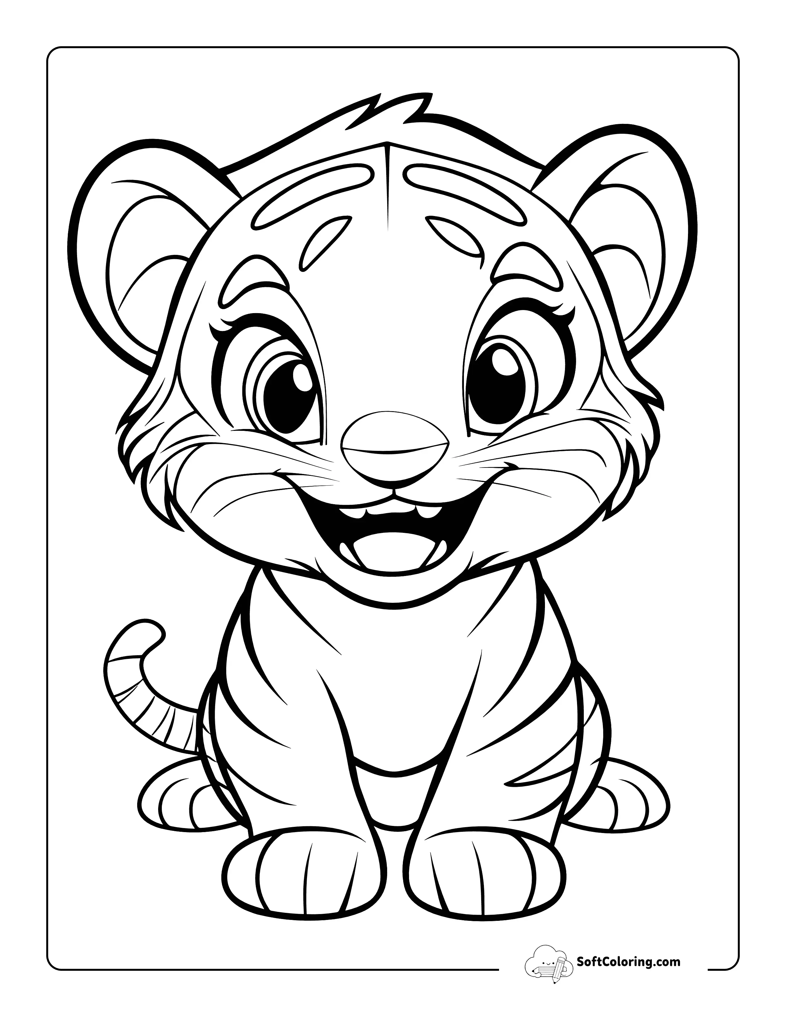 Cute Baby Tiger Coloring Sheet