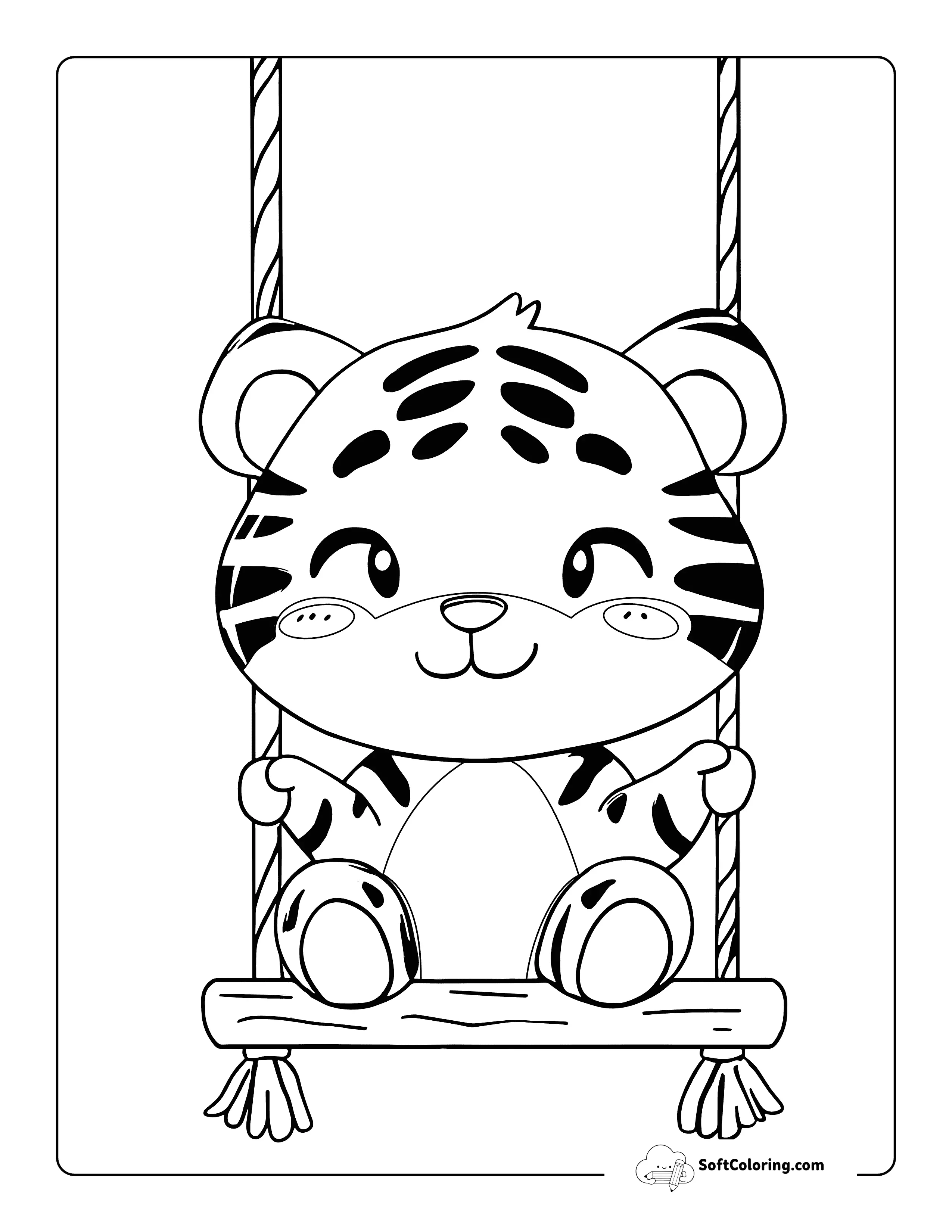 Baby Tiger On A Swingset Coloring Page Printable