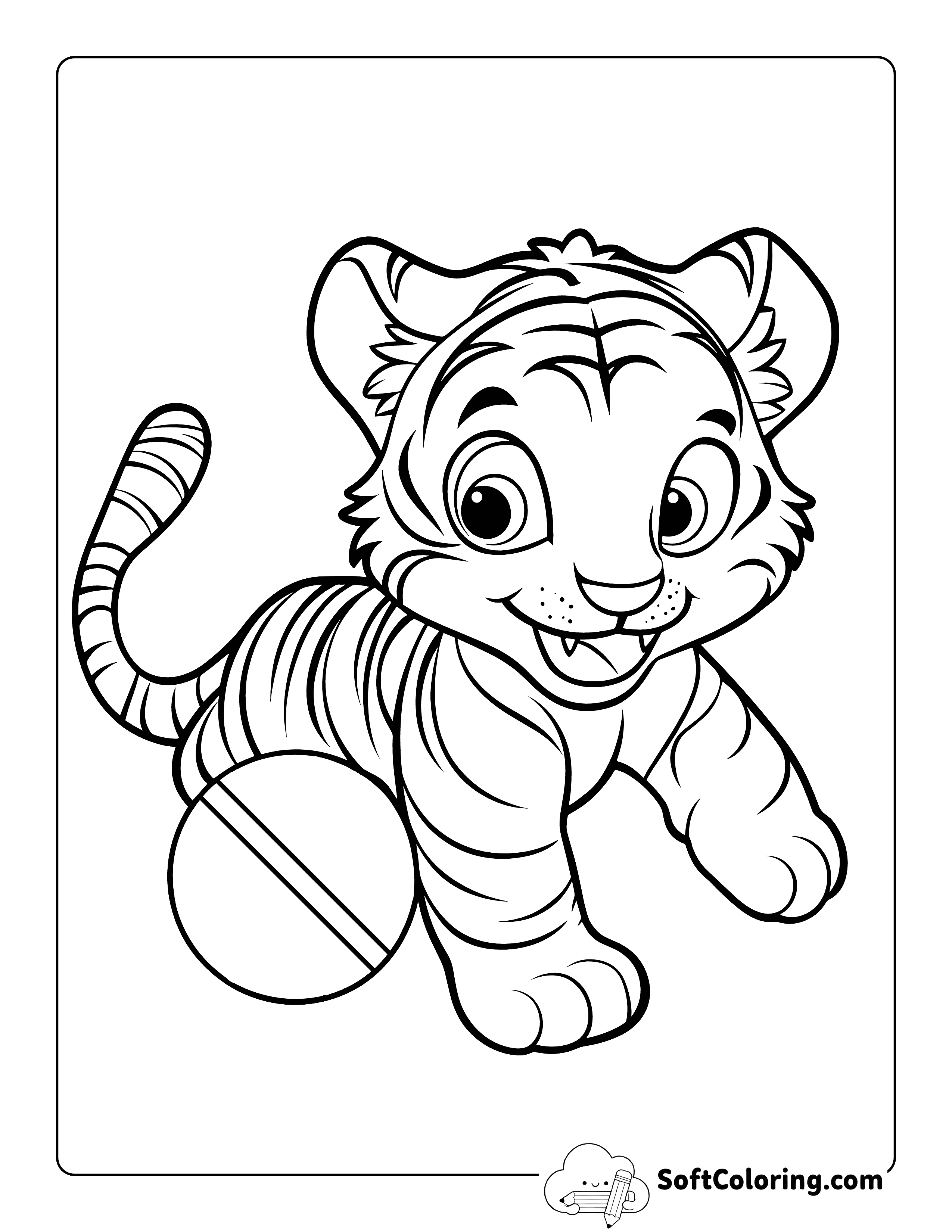 Playful Tiger Coloring Sheet for Kids
