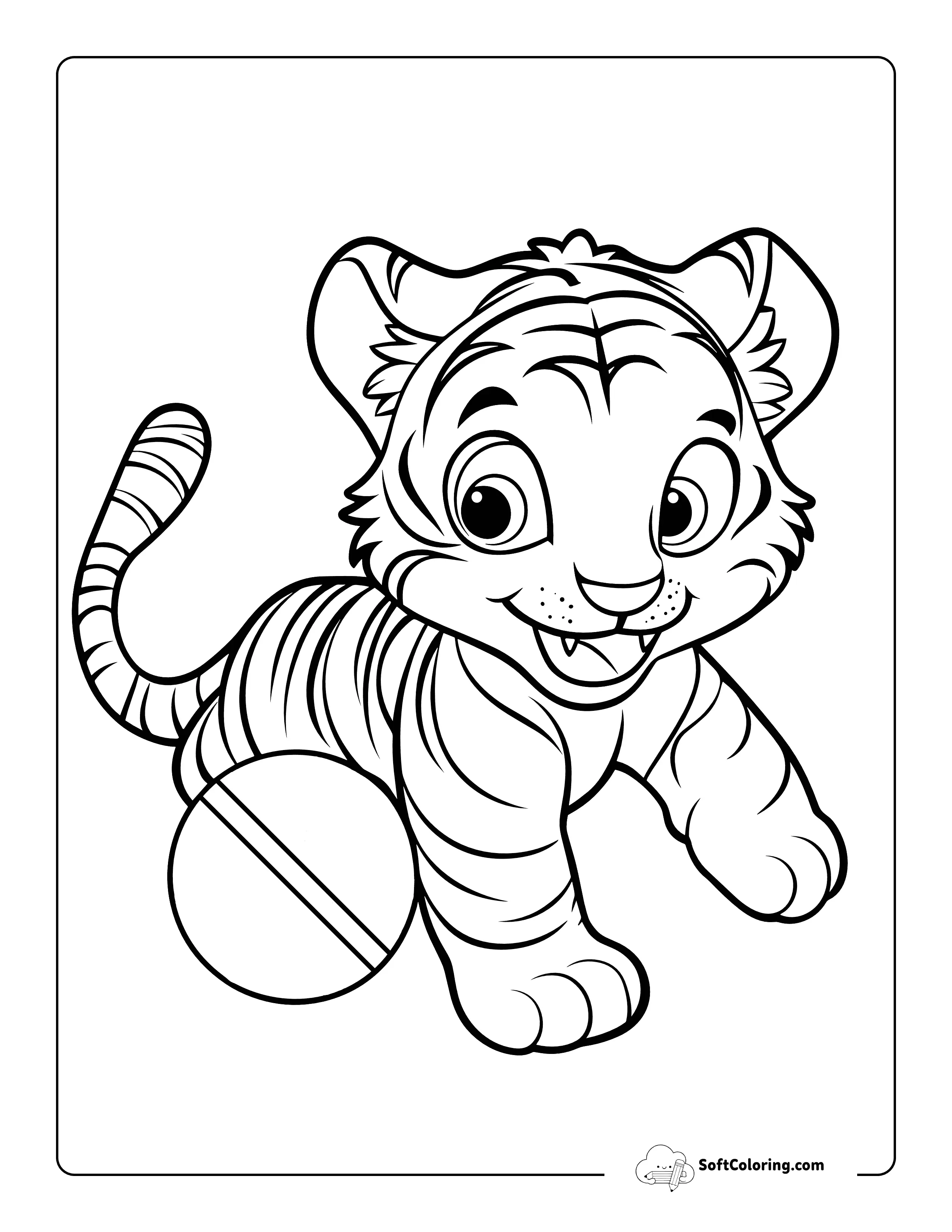 Playful Tiger Coloring Sheet For Kids