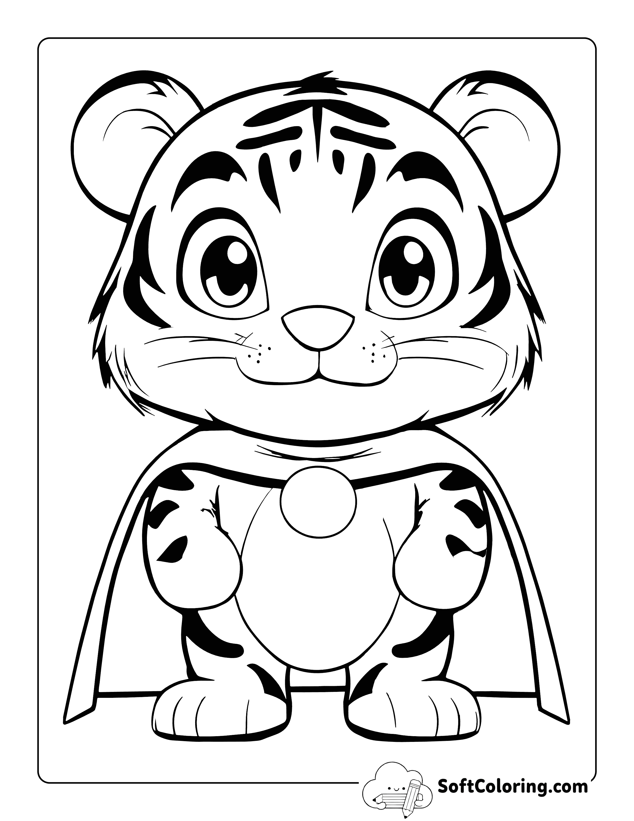 Superhero Baby Tiger Coloring Page for Kids